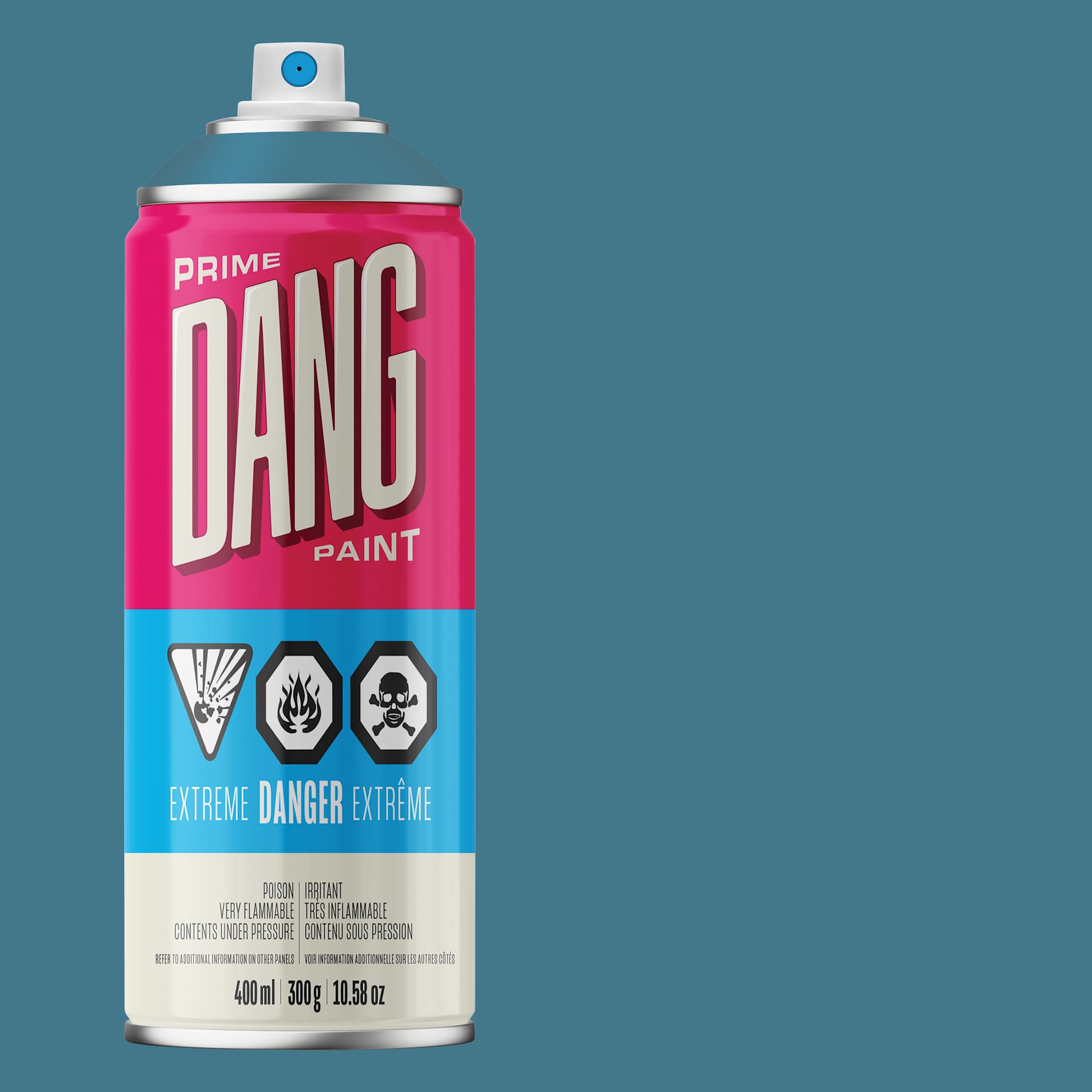 Dang Prime Spray Paint - Midnight Blue, 400 ml can and swatch