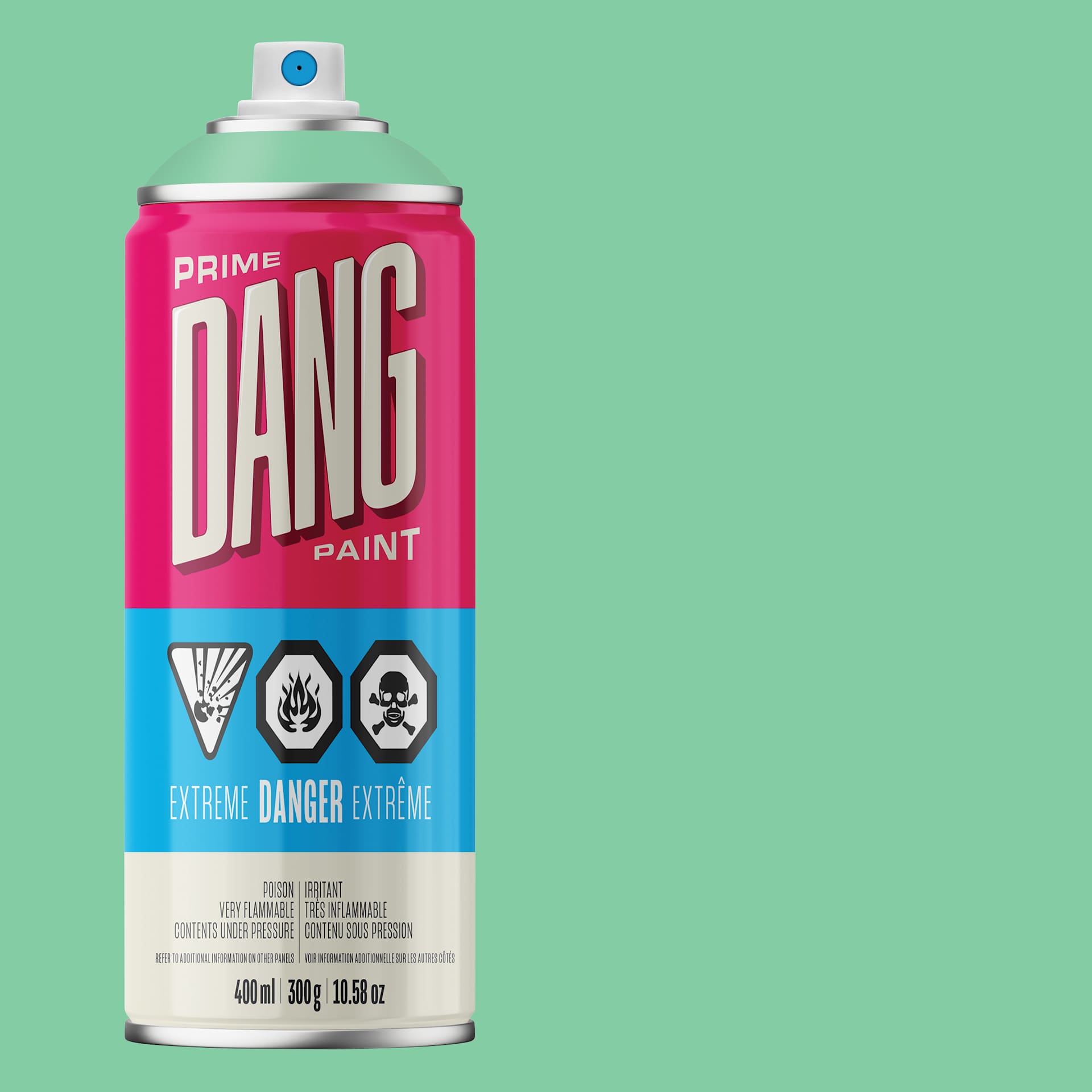Dang Prime Spray Paint - Mint, 400 ml can and swatch