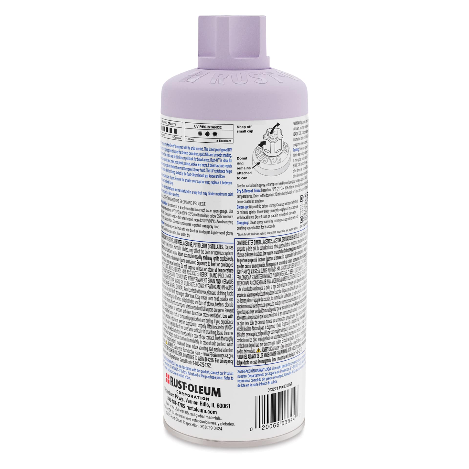 Rust-Oleum Rust-O Artist Acrylic Spray Paint - Pixie Dust, 11 oz, back of can
