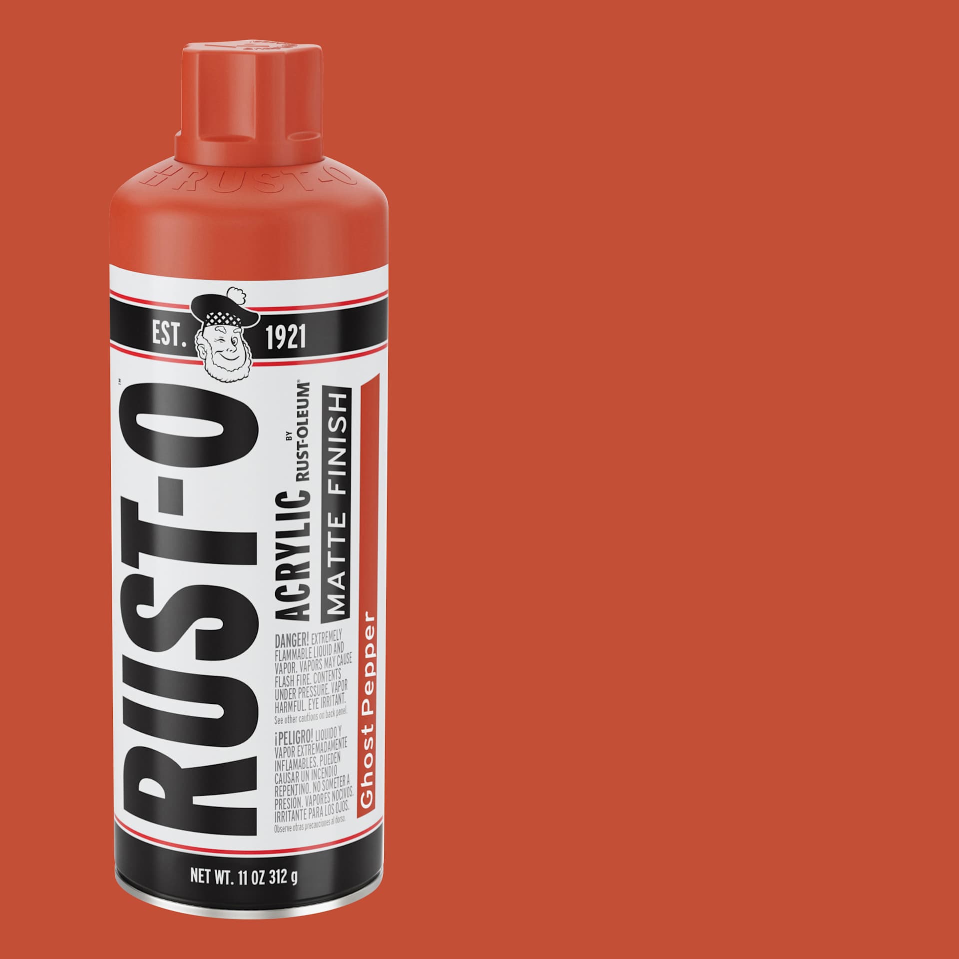 Rust-Oleum Rust-O Artist Acrylic Spray Paint - Ghost Pepper, Can and Swatch