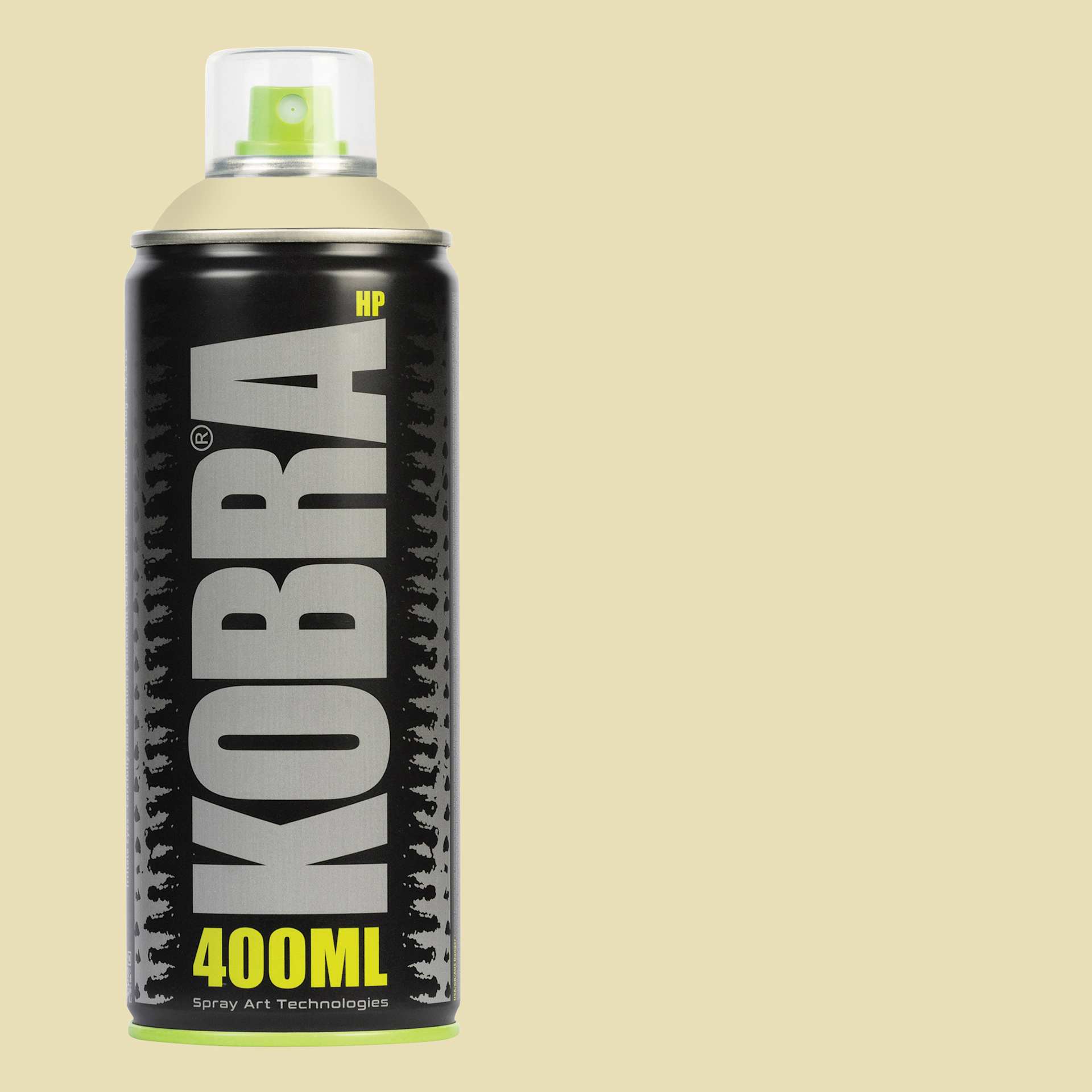 Kobra High Pressure Spray Paint - Ivory, 400 ml, Can with swatch
