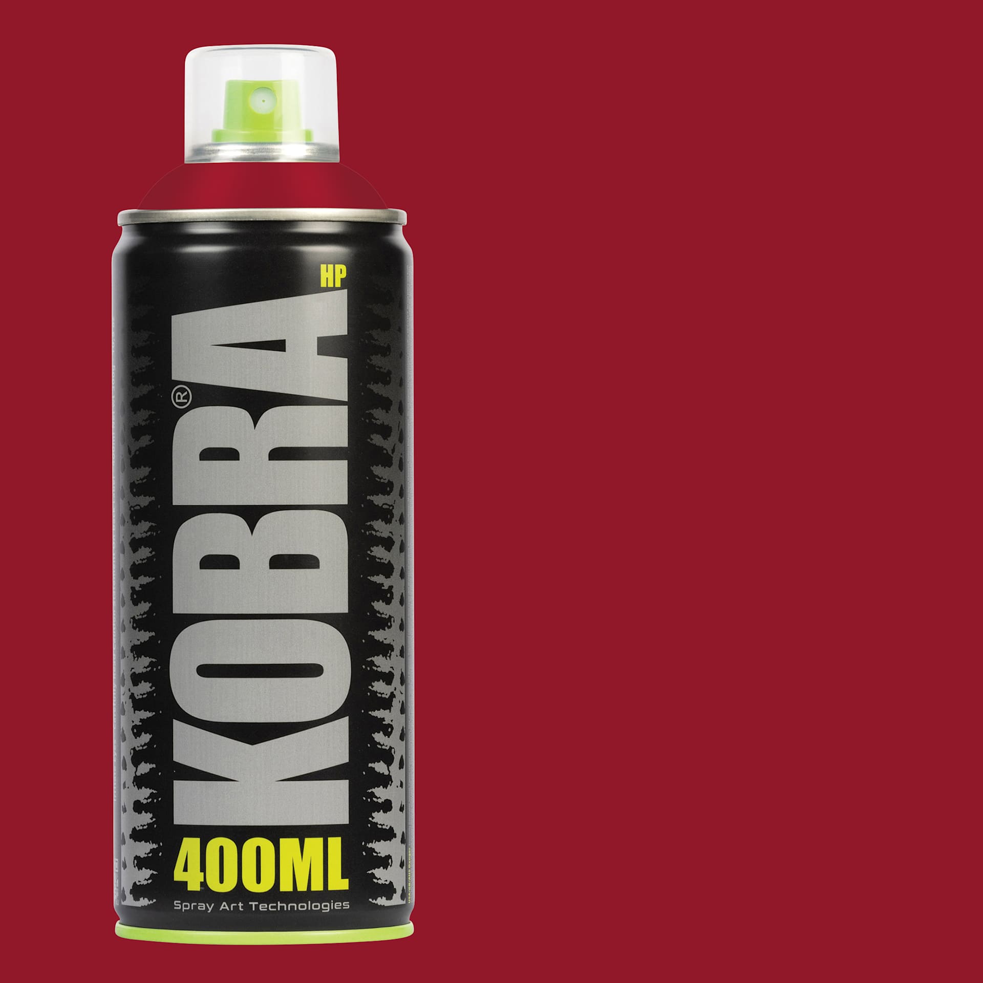 Kobra High Pressure Spray Paint - Red Hot, 400 ml, Can with swatch