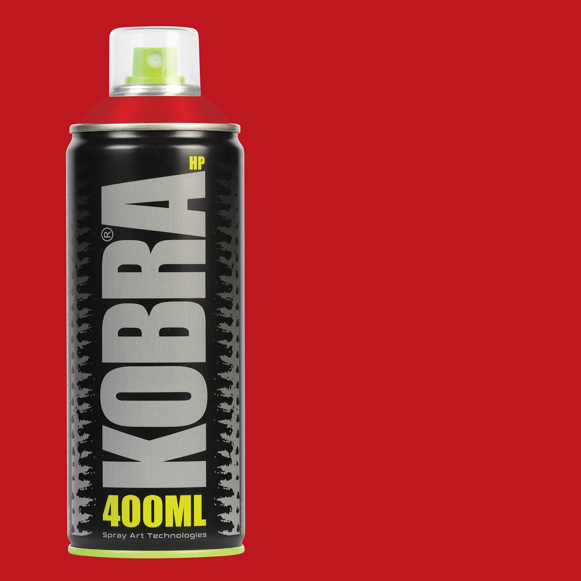 Kobra High Pressure Spray Paint - Red Orange, 400 ml, Can with swatch