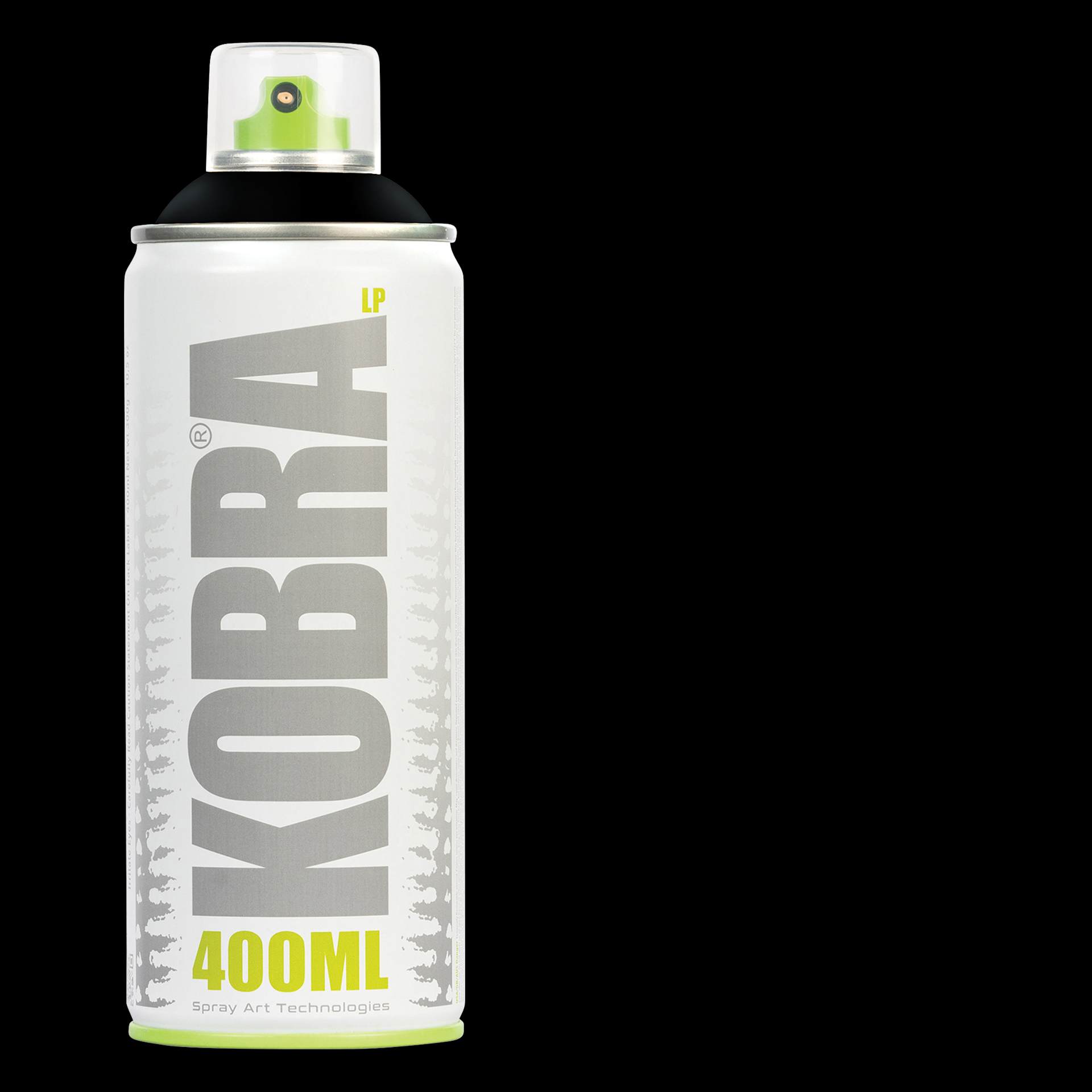 Kobra Low Pressure Spray Paint - Black Tarok, 400 ml, Can with swatch