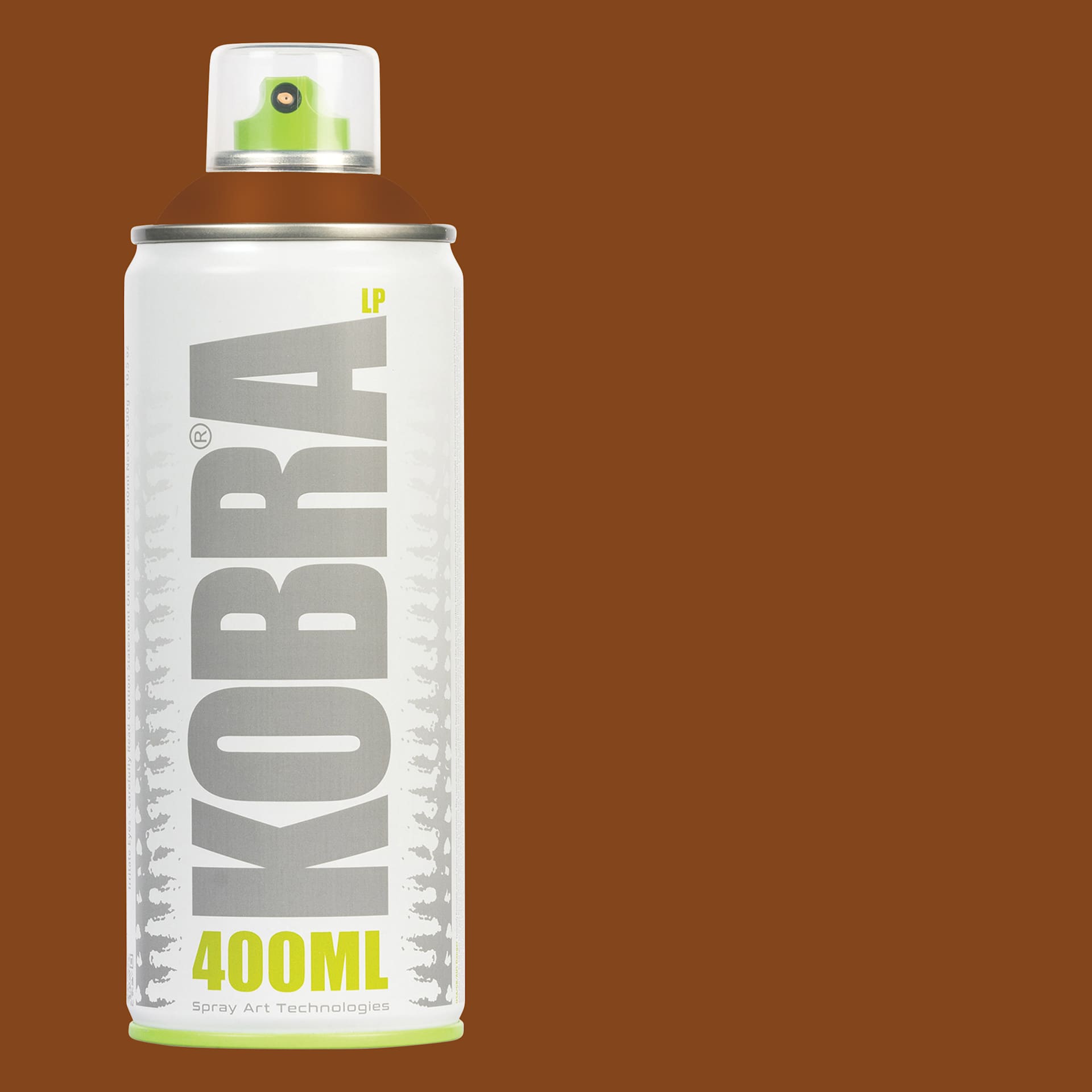 Kobra Low Pressure Spray Paint - Choco Brown, 400 ml, Can with swatch