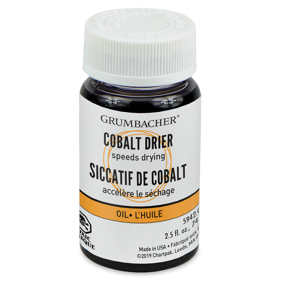 Grumbacher Cobalt Drier - Front view of 2.5 oz bottle