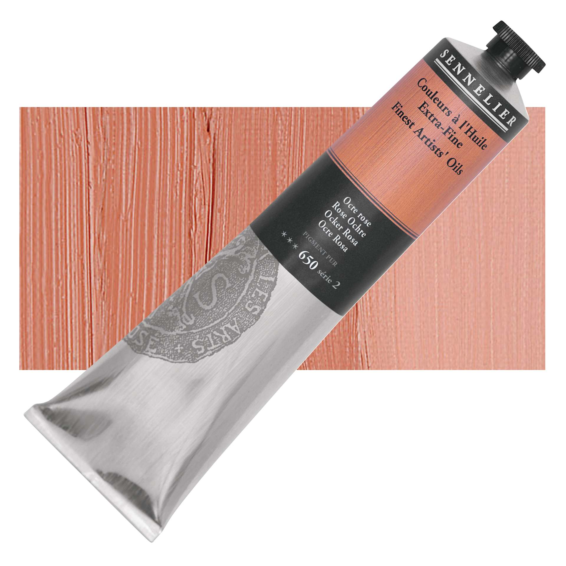Sennelier Artists' Extra Fine Oil Paint - Rose Ochre, 200 ml tube and swatch