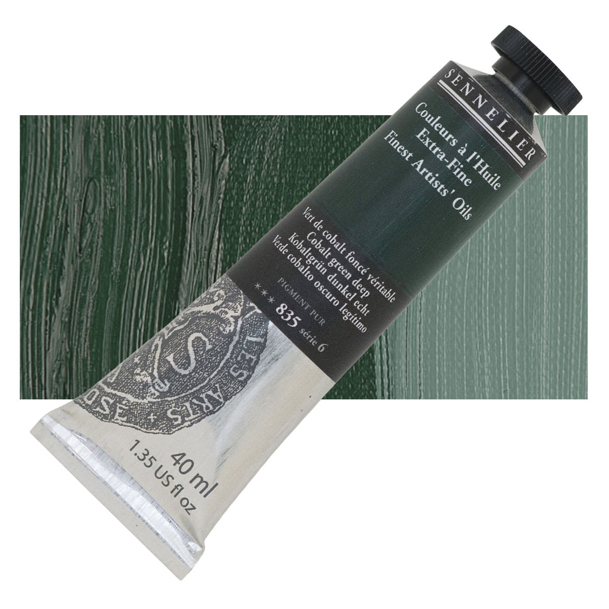 Sennelier Artists' Extra Fine Oil Paint - Cobalt Green Deep, 40 ml tube and swatch