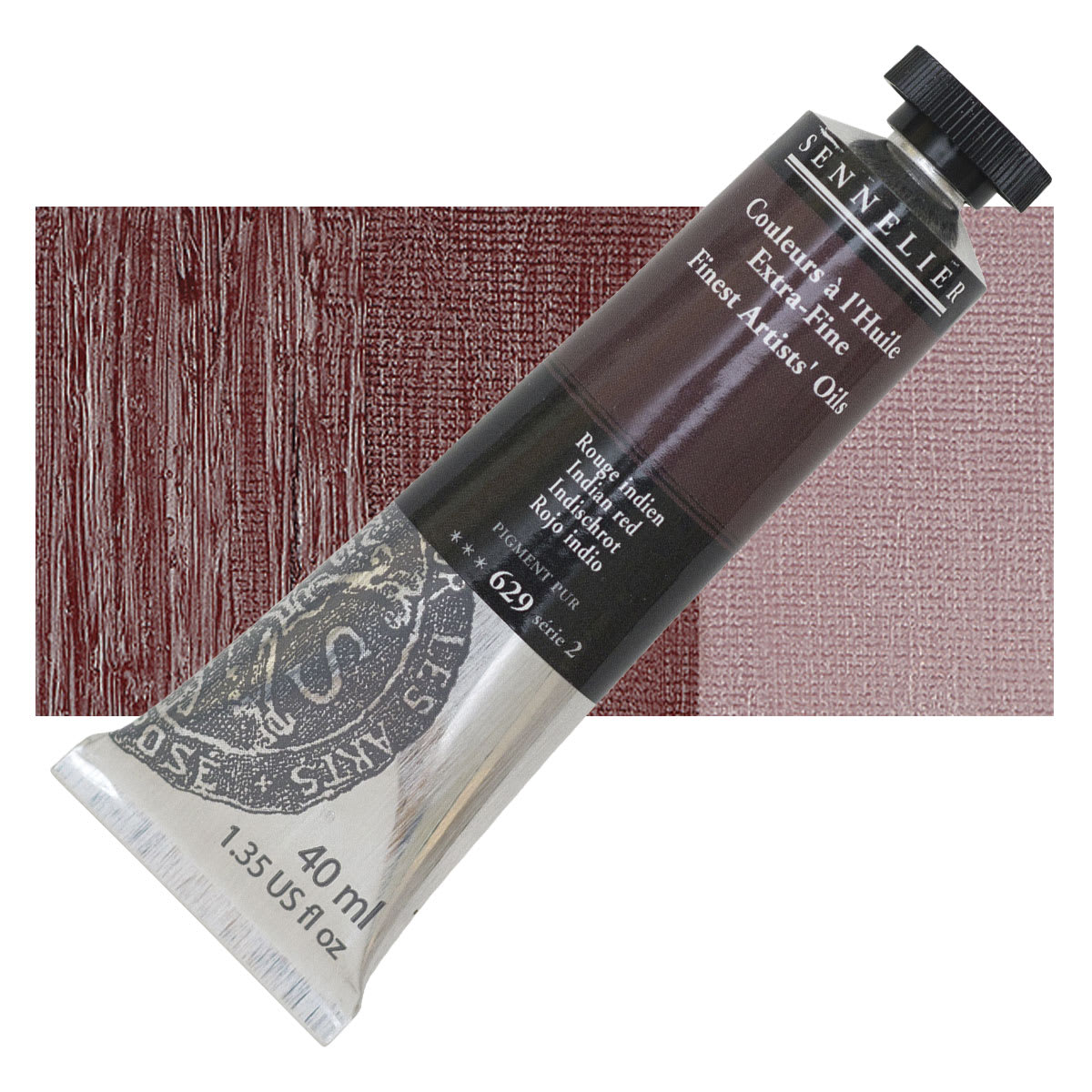 Sennelier Artists' Extra Fine Oil Paint - Indian Red, 40 ml tube and swatch