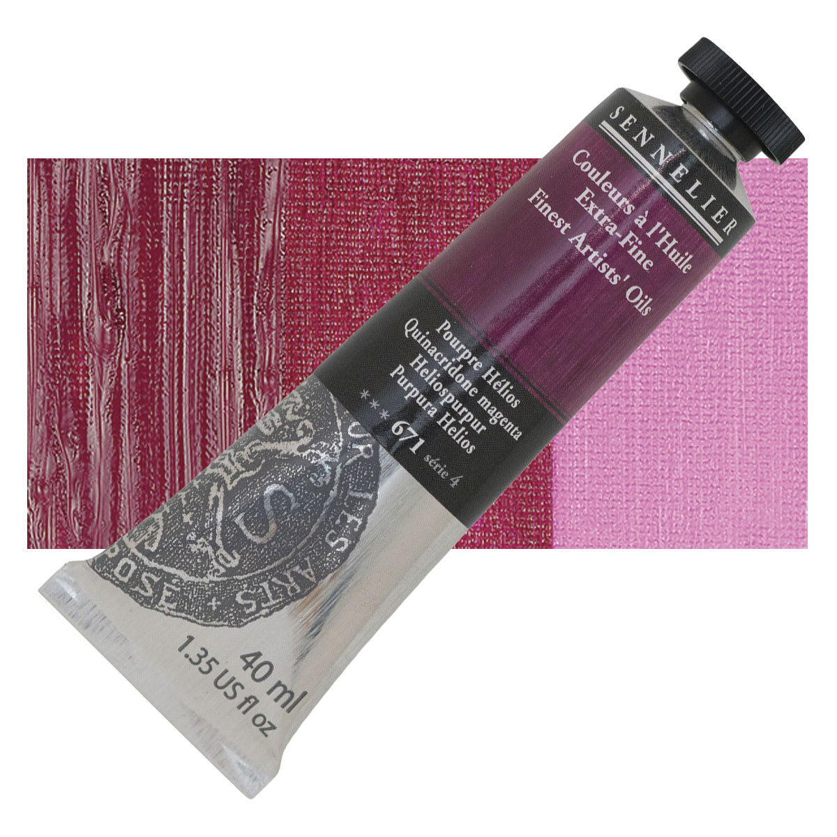 Sennelier Artists' Extra Fine Oil Paint - Quinacridone Magenta, 40 ml tube and swatch