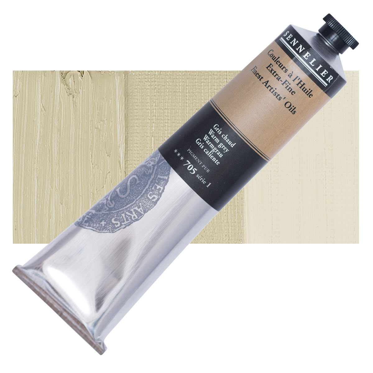 Sennelier Artists' Extra Fine Oil Paint - Warm Gray, 200 ml tube and swatch