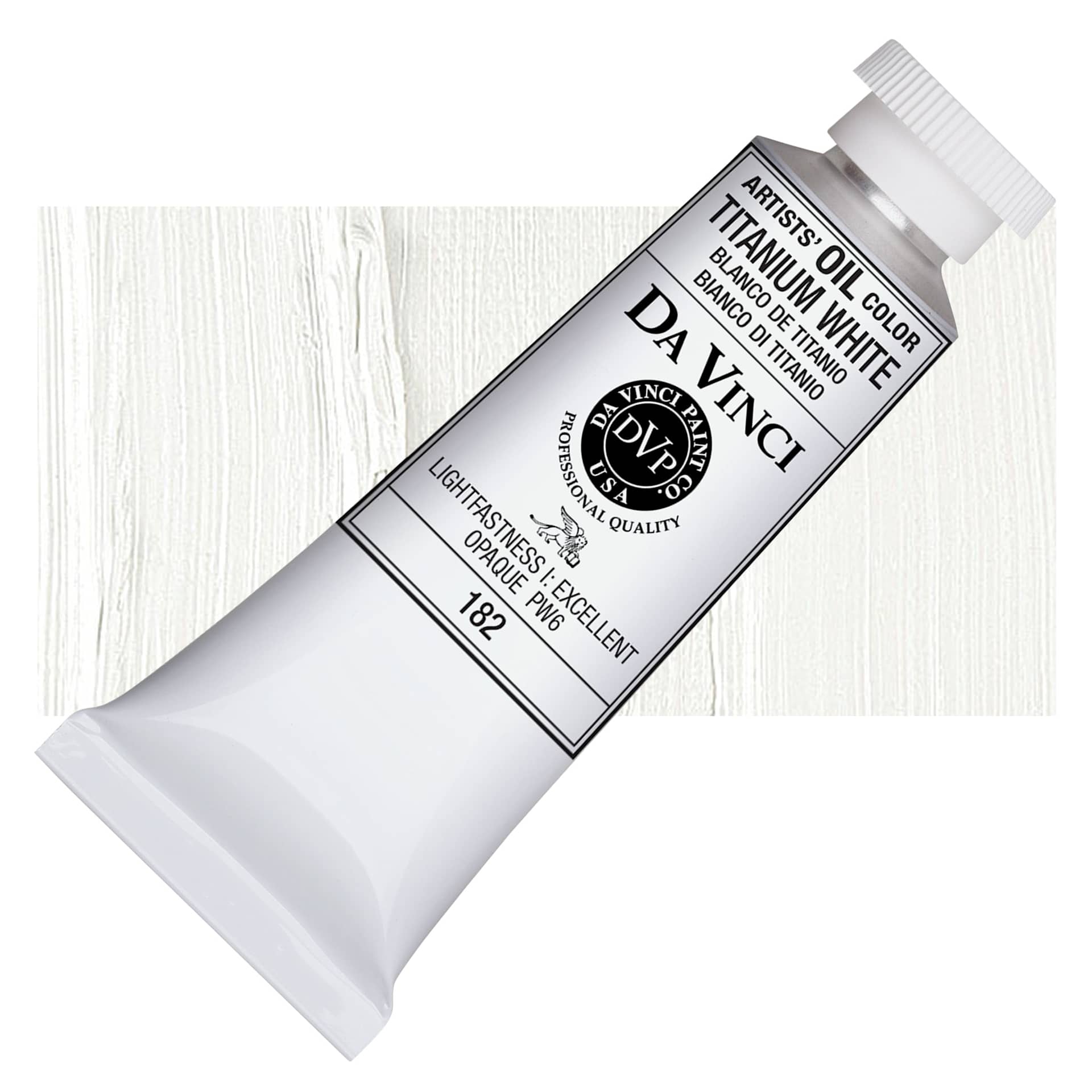 Da Vinci Artists' Oil Color - Titanium White, 37 ml Tube and swatch
