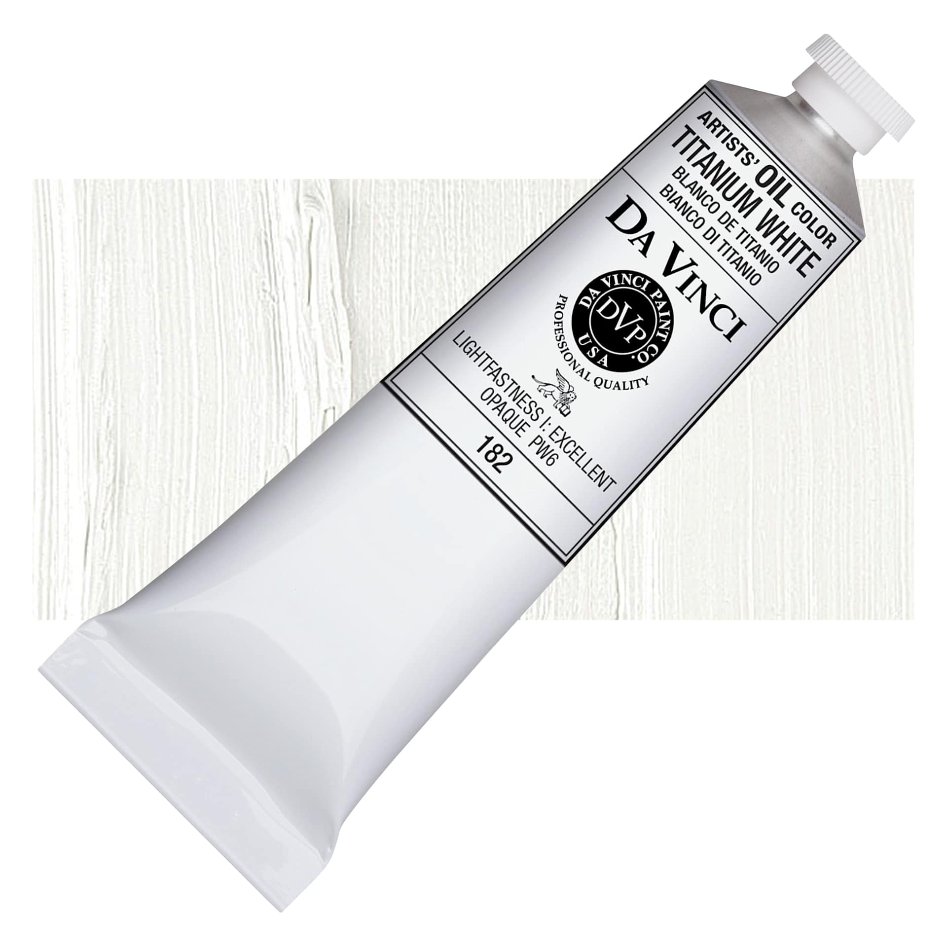 Da Vinci Artists' Oil Color - Titanium White, 150 ml tube and swatch