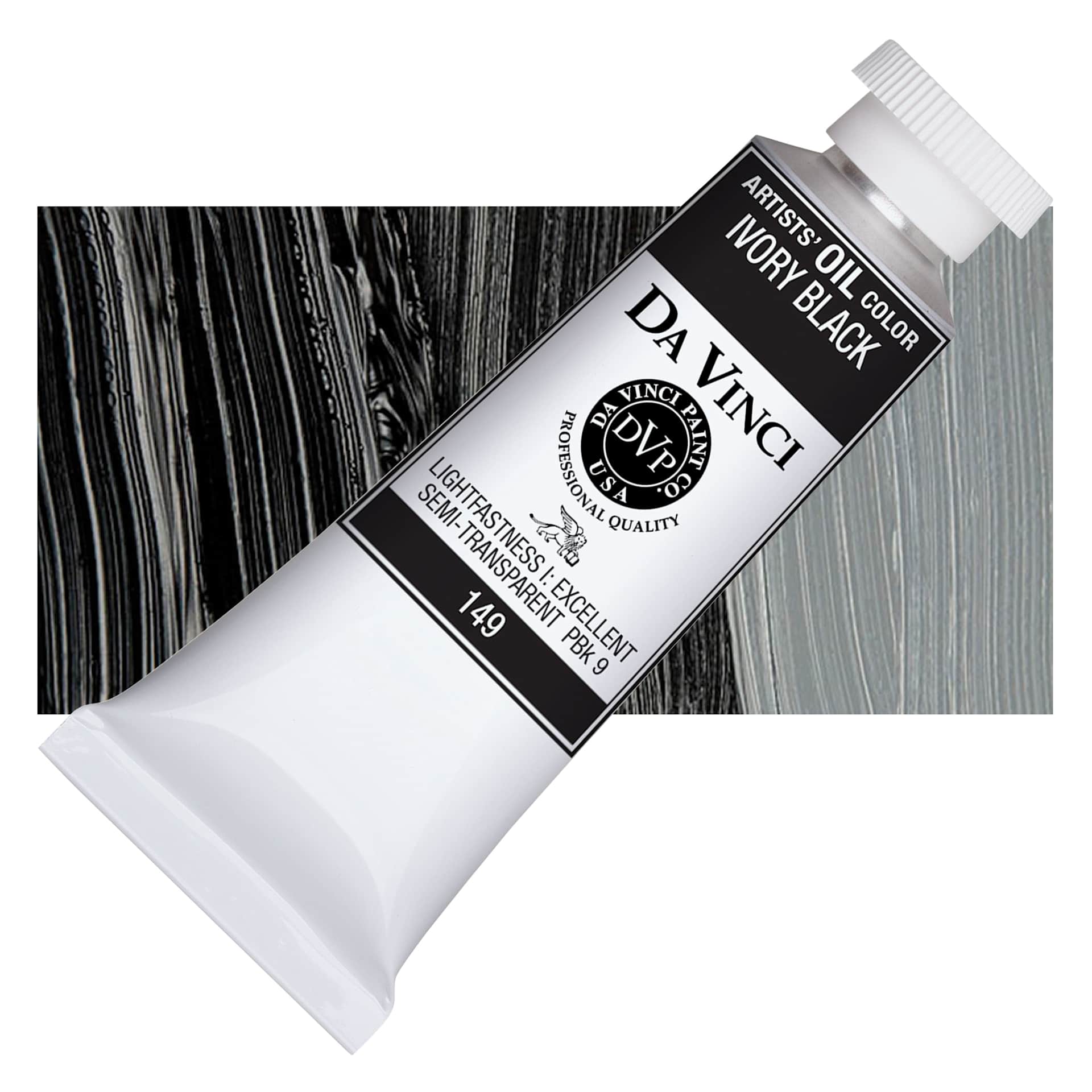 Da Vinci Artists' Oil Color - Ivory Black, 37 ml Tube and swatch