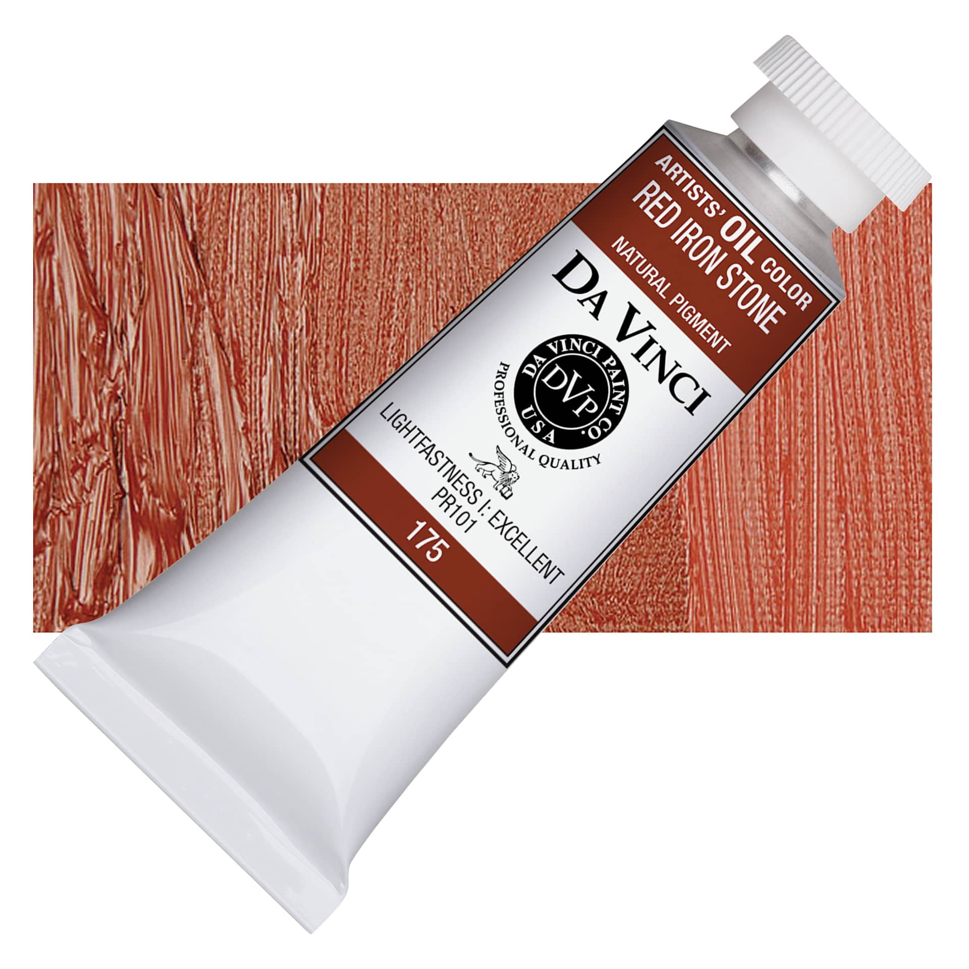 Da Vinci Artists' Oil Color - Red Iron Stone, 37 ml Tube and swatch