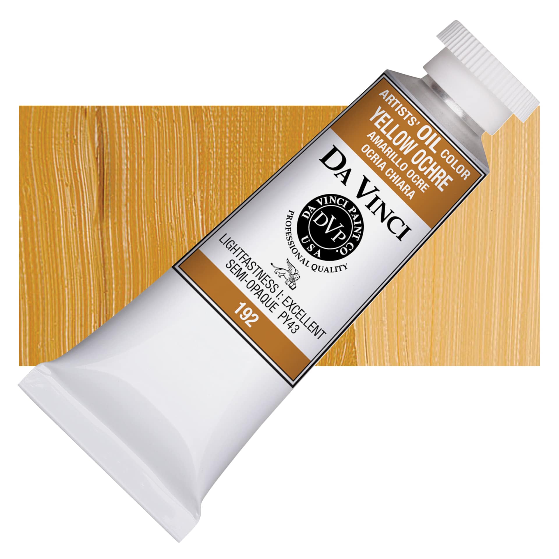 Da Vinci Artists' Oil Color - Yellow Ochre, 37 ml Tube and swatch