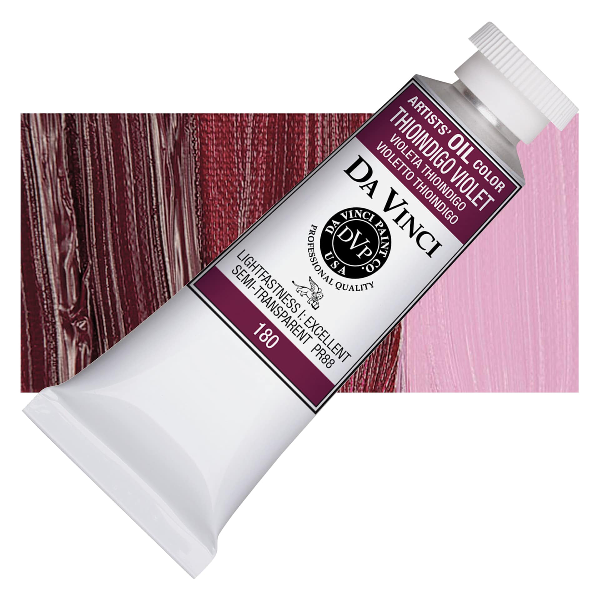 Da Vinci Artists' Oil Color - Thioindigo Violet, 37 ml Tube and swatch