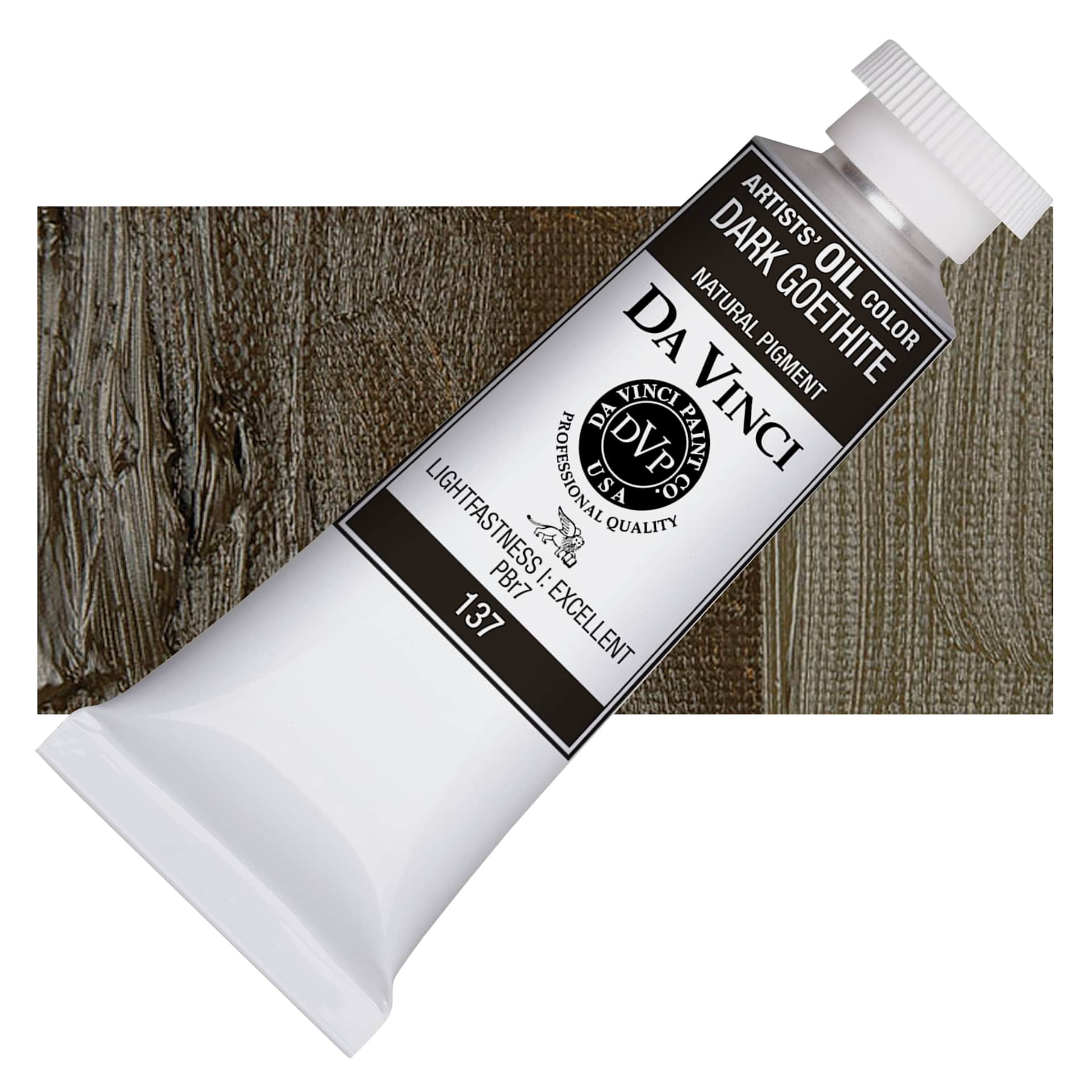 Da Vinci Artists' Oil Color - Dark Goethite, 37 ml Tube and swatch