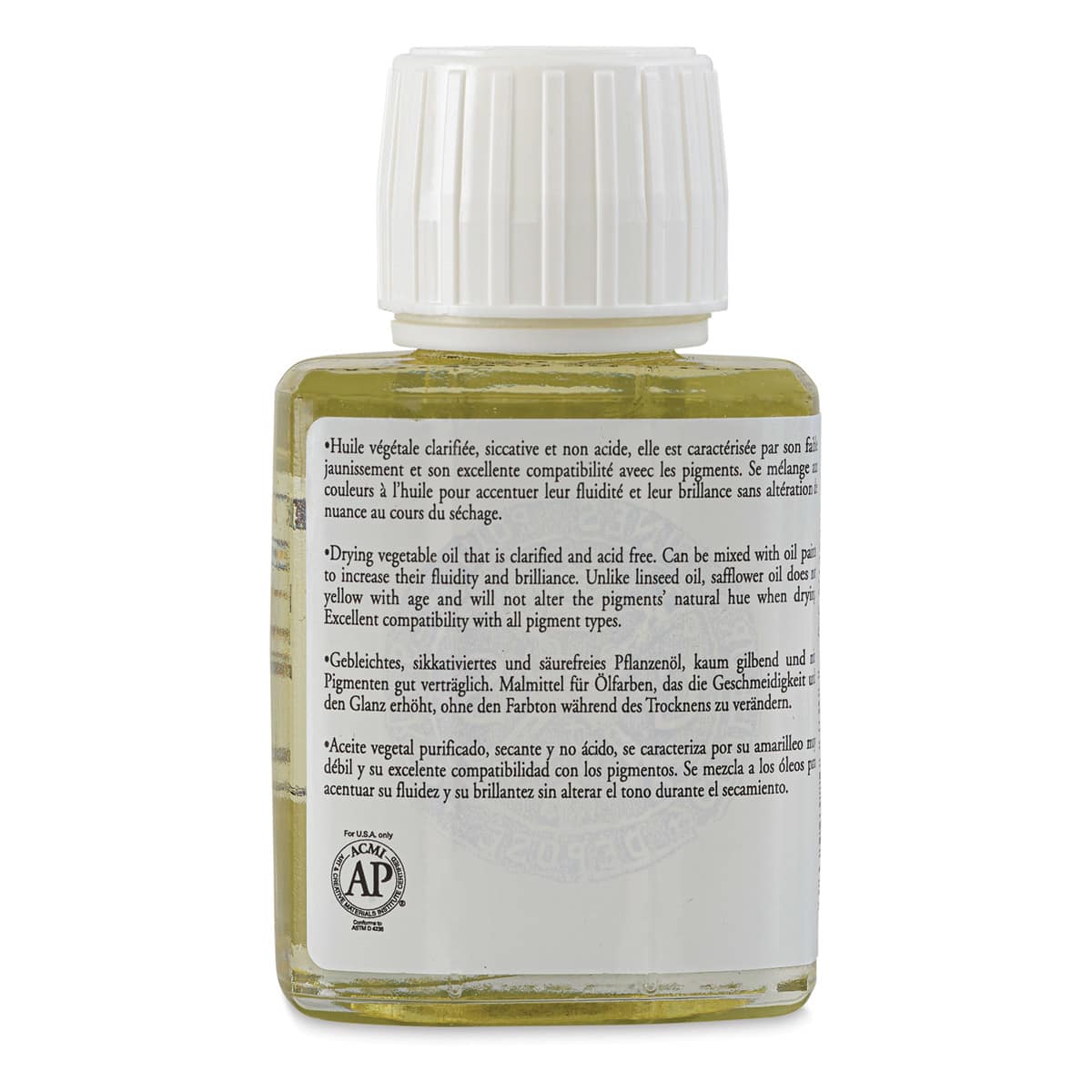 Sennelier Refined Safflower Oil - 60 ml Bottle back