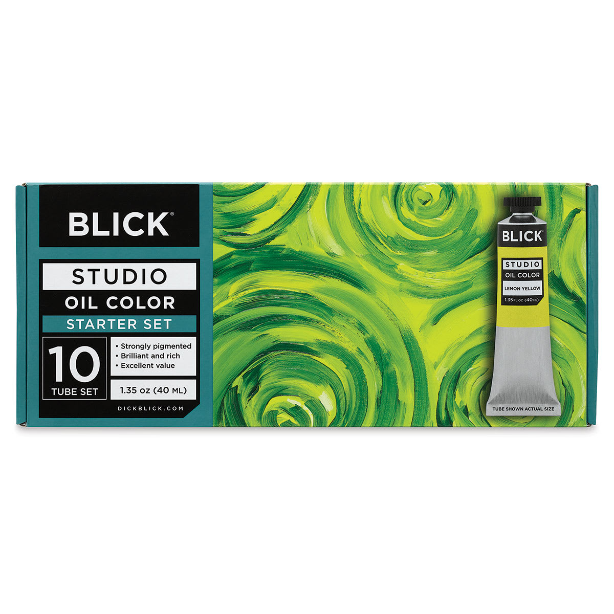 Blick Studio Oil Colors - Starter Set, Set of 10 colors, 40 ml, Tubes (Front of packaging)