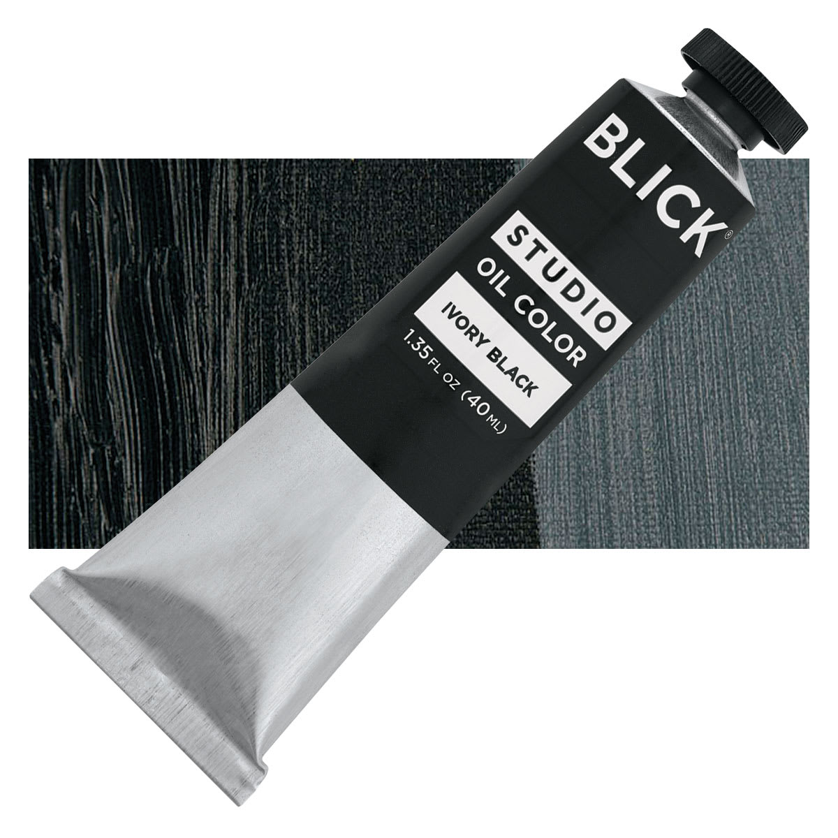 Blick Studio Oil Paint - Ivory Black, 40 ml tube and swatch