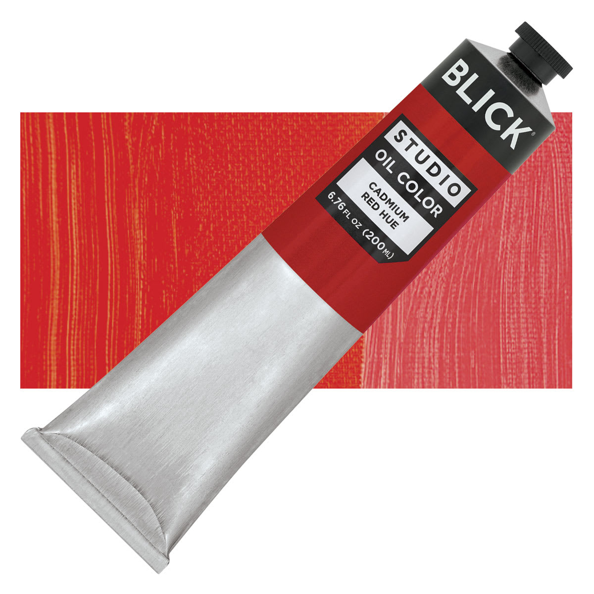 Blick Studio Oil Paint - Cadmium Red Hue, 200 ml tube and swatch