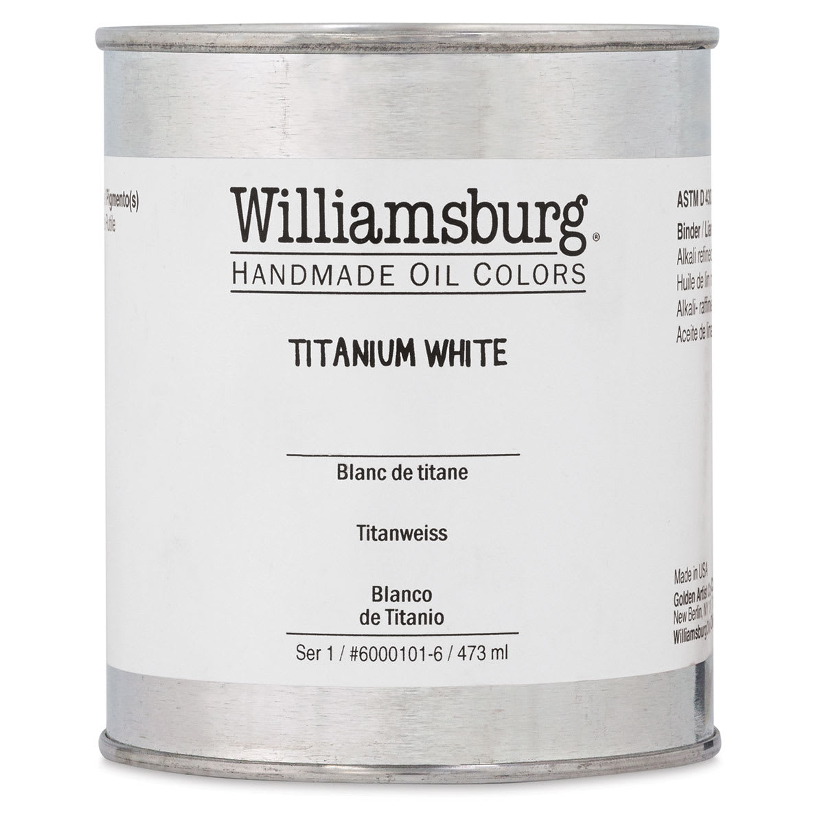 Williamsburg Handmade Oil Paints - Titanium White, 16 oz can Williamsburg Handmade Oil Paints - Titanium White, 16 oz can