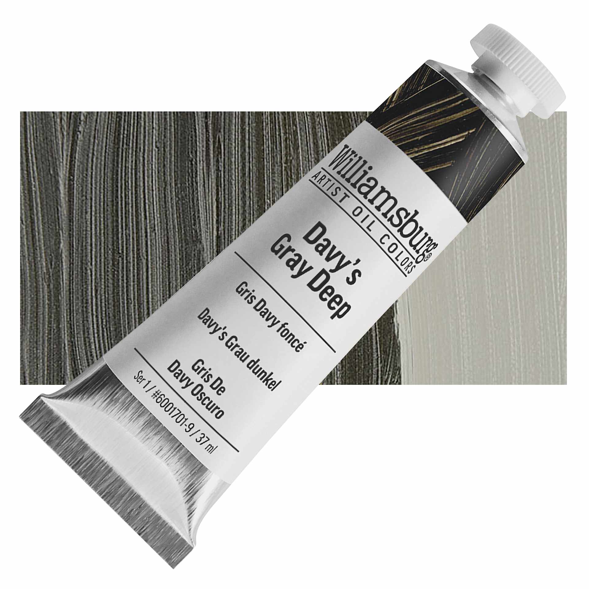 Williamsburg Handmade Oil Paint - Davy's Gray Deep, 37 ml tube and swatch