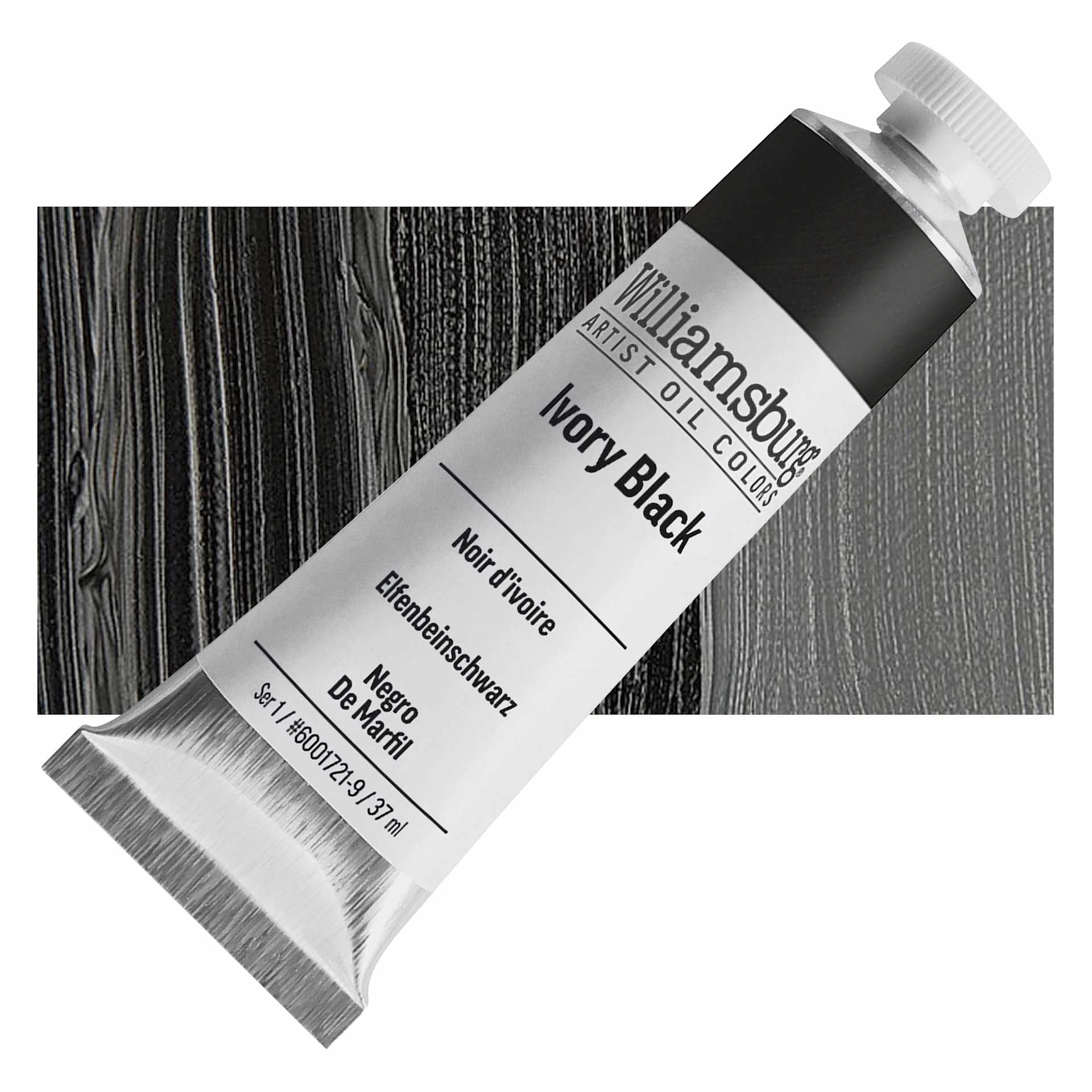 Williamsburg Handmade Oil Paint - Ivory Black, 37 ml tube and swatch