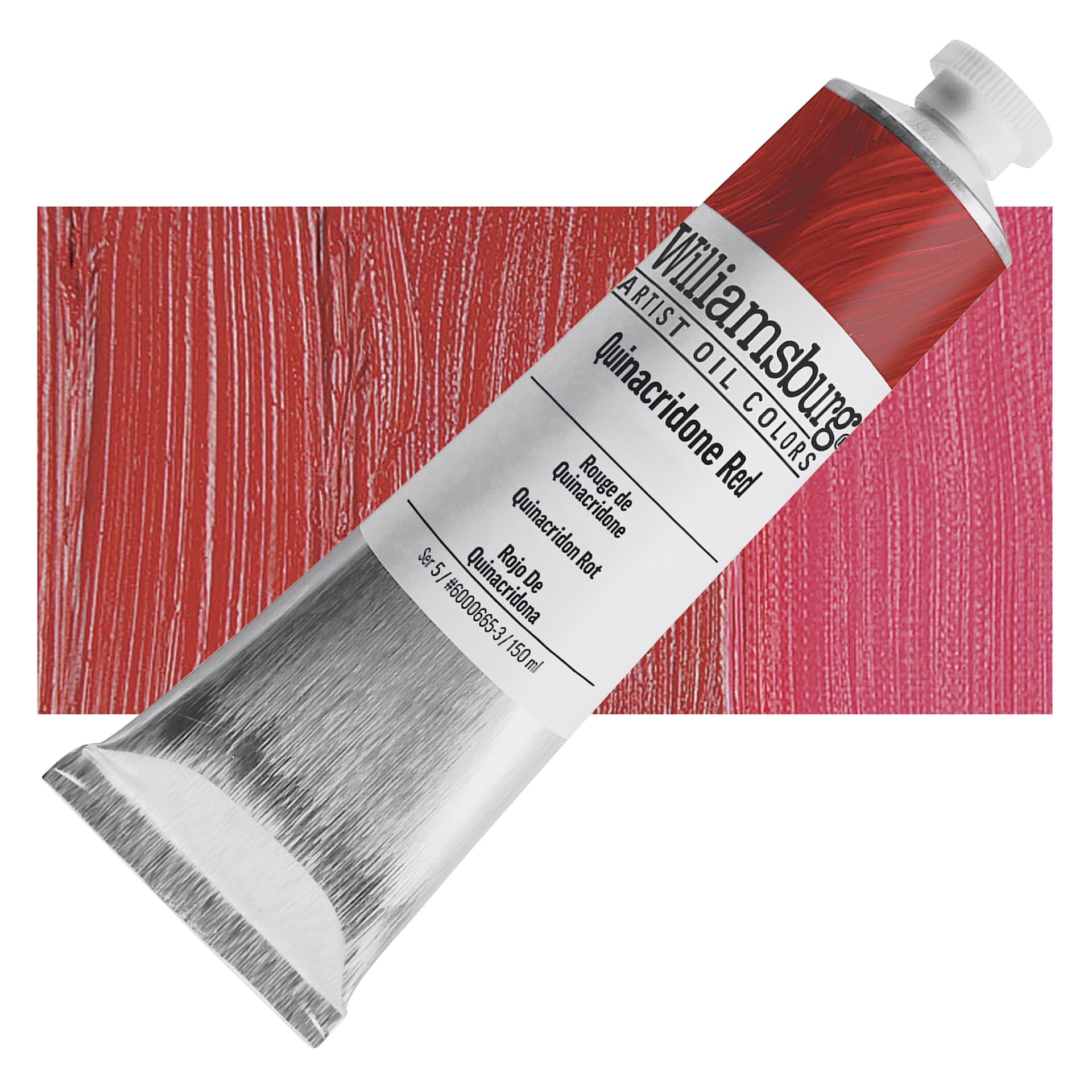 Williamsburg Handmade Oil Paint - Quinacridone Red, 150 ml tube and swatch