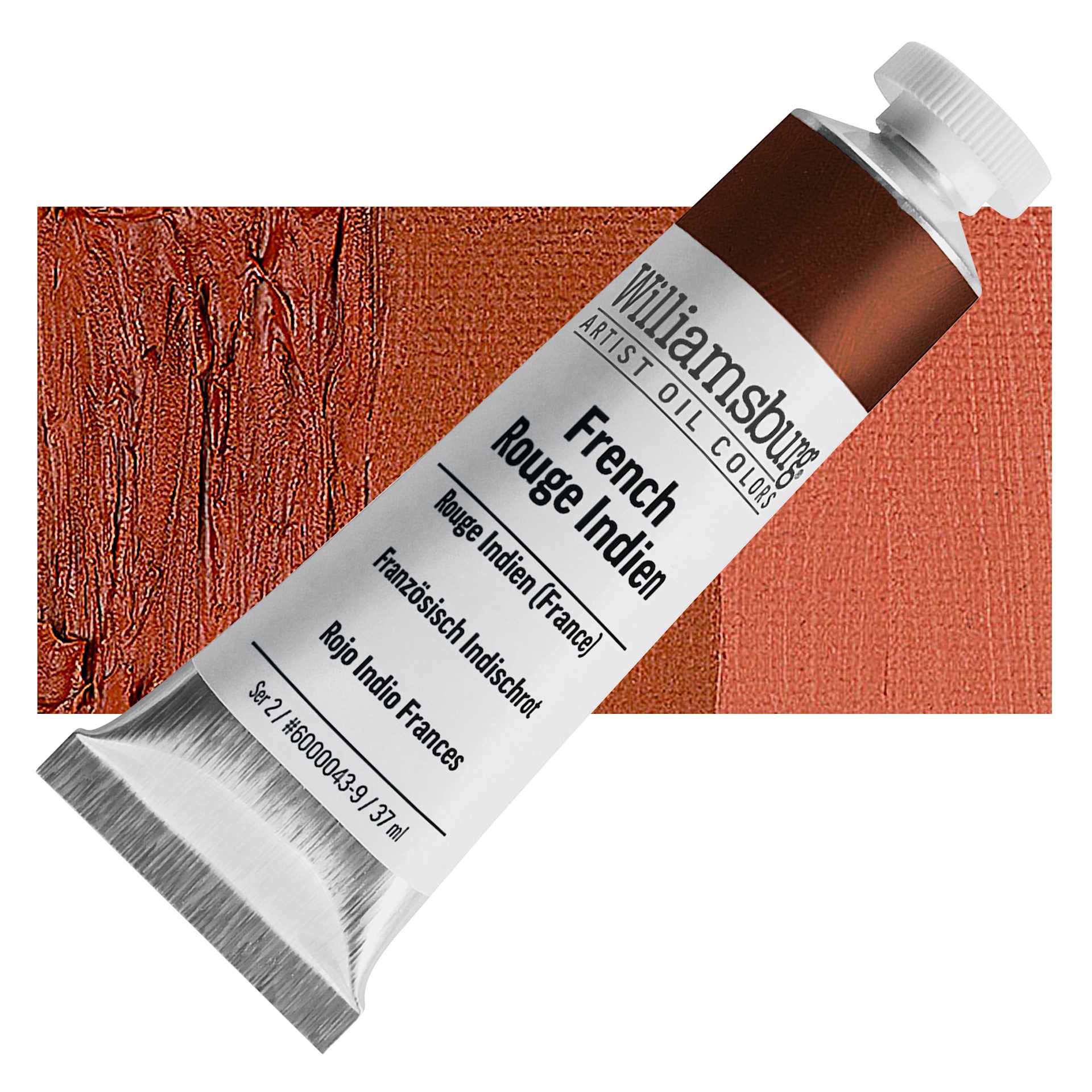 Williamsburg Handmade Oil Paint - French Rouge Indien, 37 ml tube and swatch
