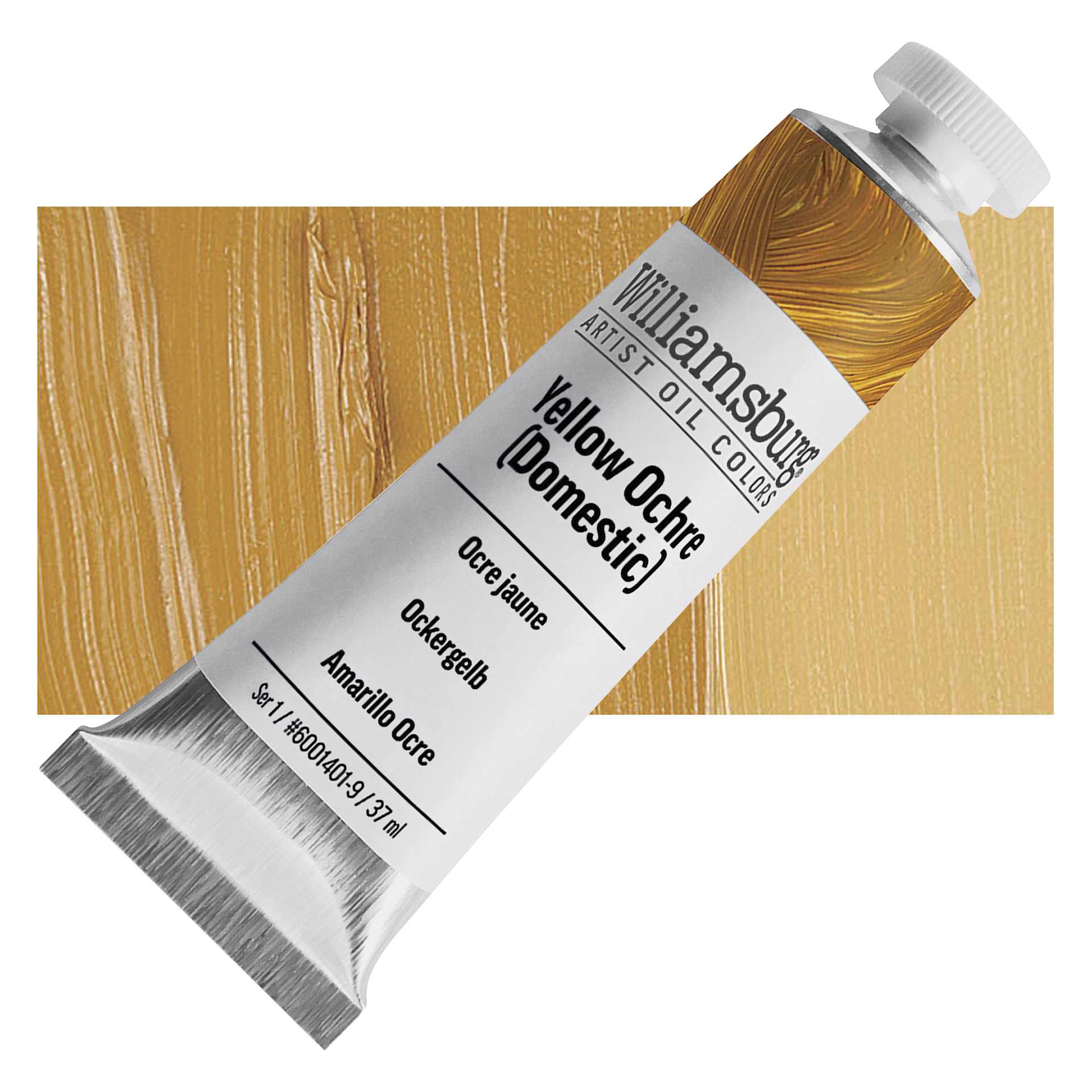 Williamsburg Handmade Oil Paint - Yellow Ochre Domestic, 37 ml tube and swatch