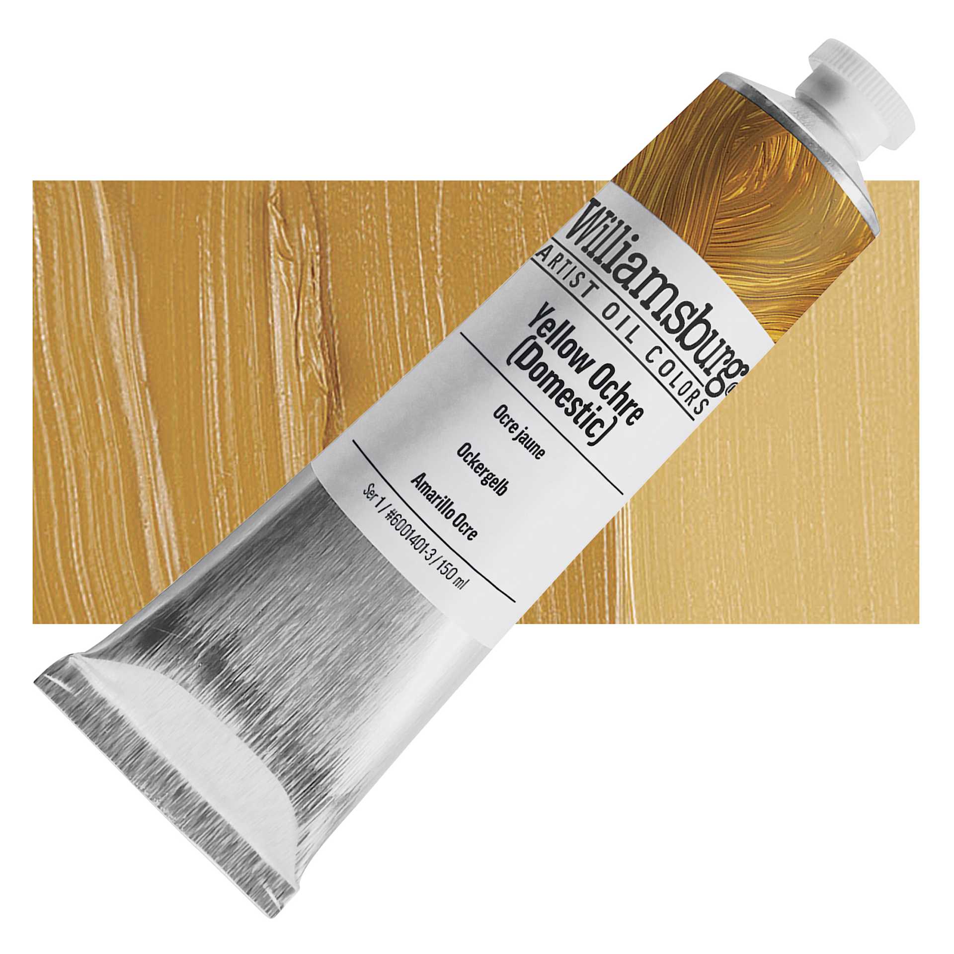 Williamsburg Handmade Oil Paint - Yellow Ochre Domestic, 150 ml tube and swatch