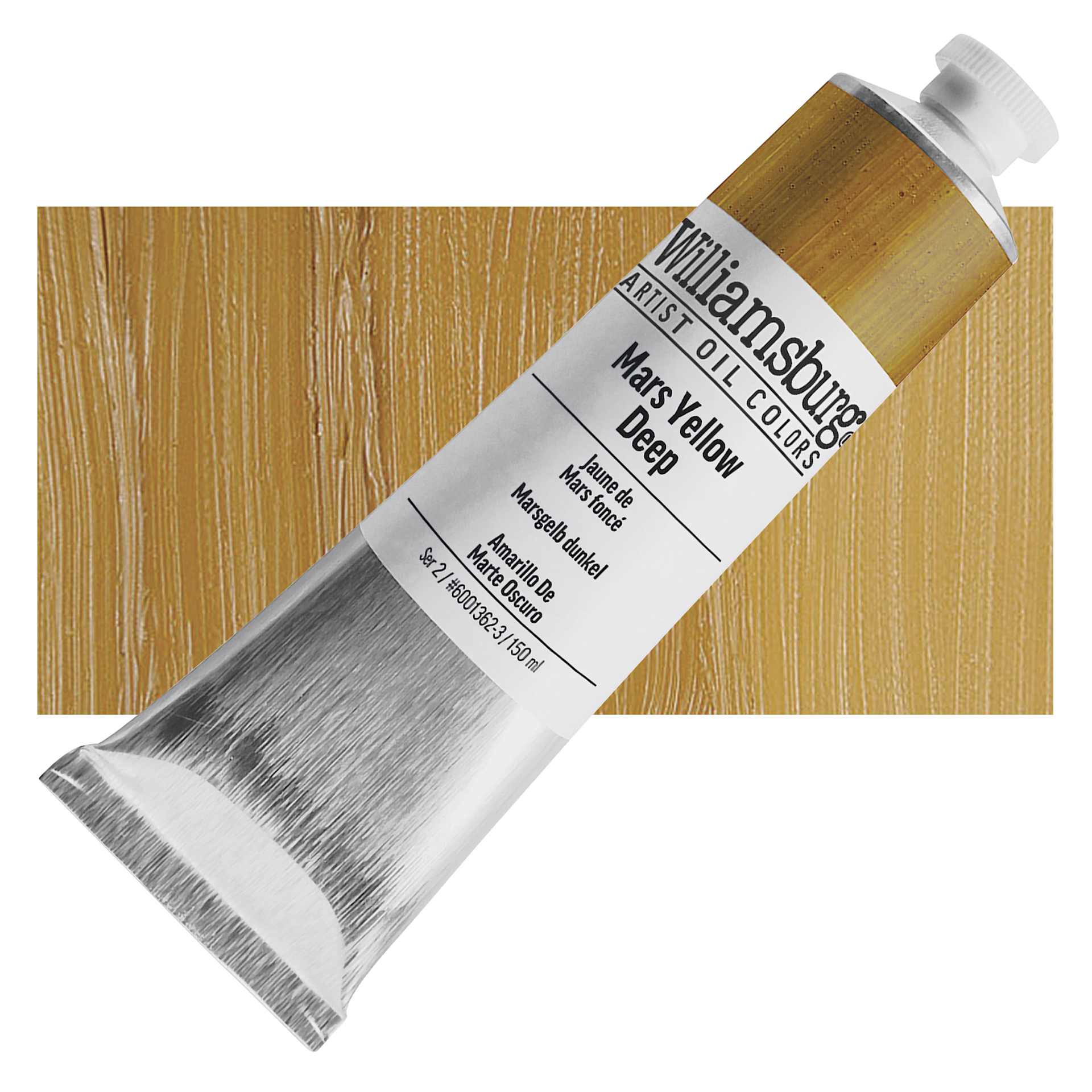 Williamsburg Handmade Oil Paint - Mars Yellow Deep, 150 ml tube and swatch
