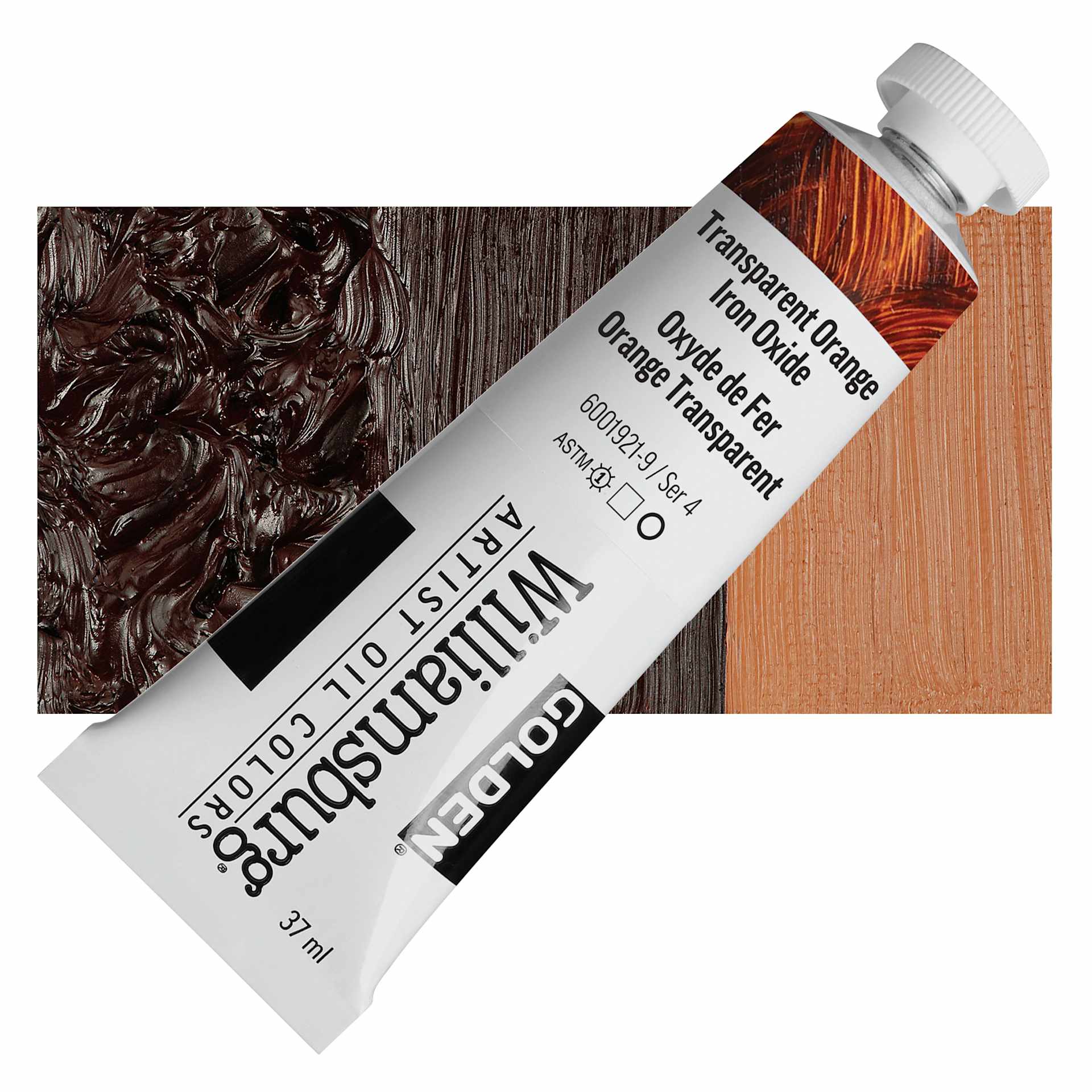 Williamsburg Oil - Transparent Orange Iron Oxide, 37 ml tube and swatch