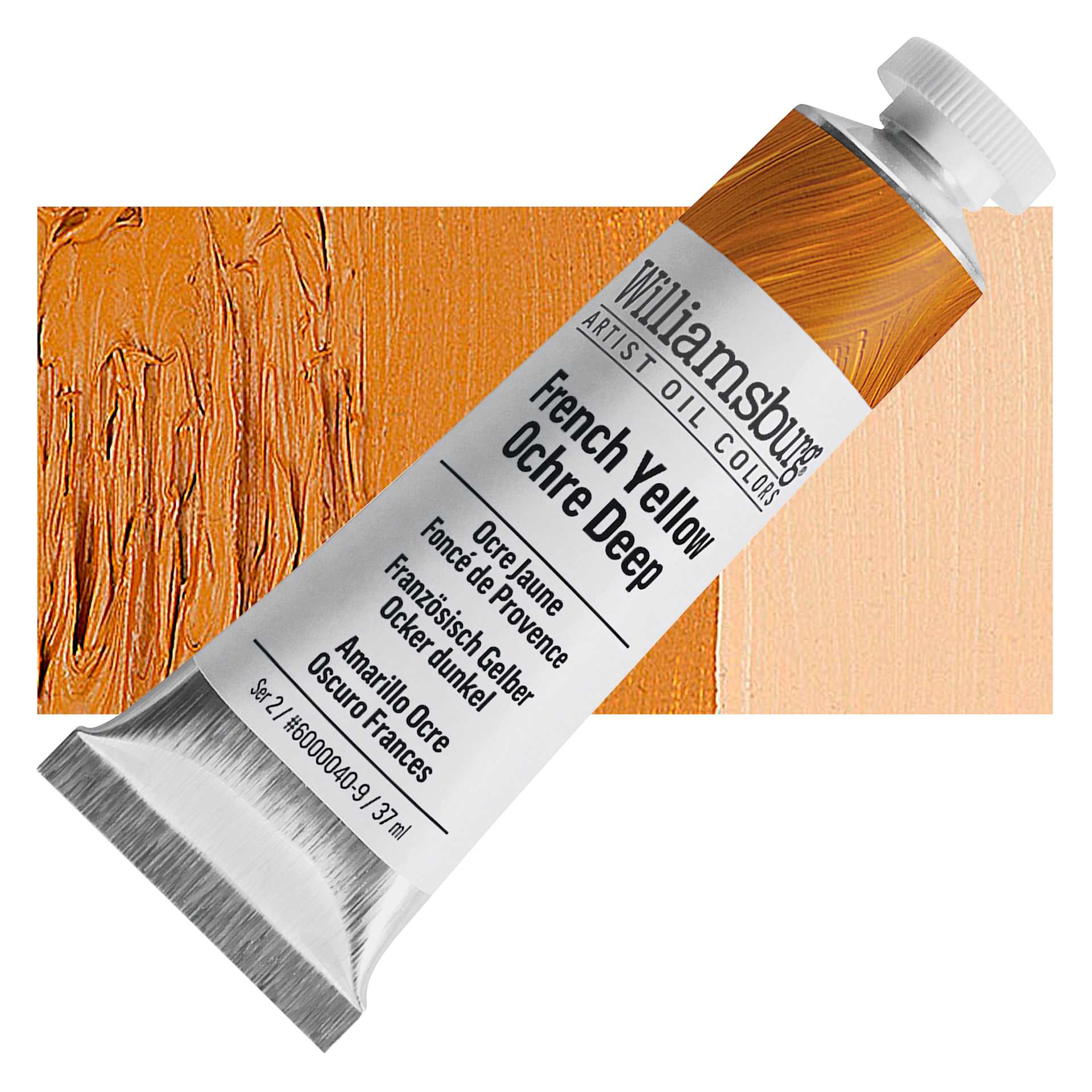 Williamsburg Handmade Oil Paint - French Yellow Ochre Deep, 37 ml tube and swatch