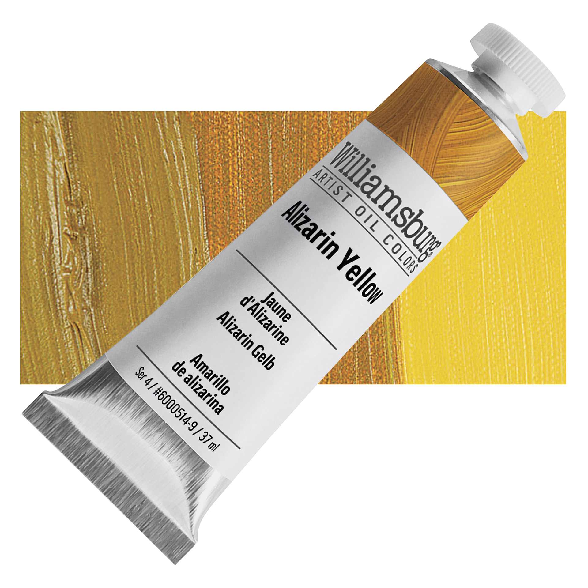 Williamsburg Handmade Oil Paint - Alizarin Yellow, 37 ml tube and swatch