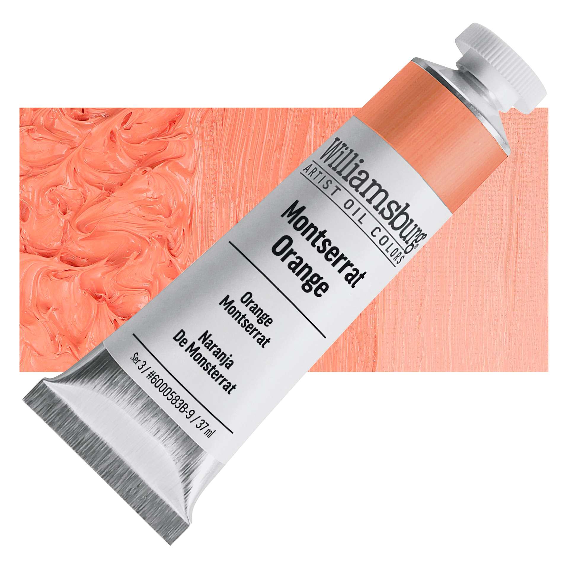 Williamsburg Handmade Oil Paint - Montserrat Orange, 37 ml tube and swatch