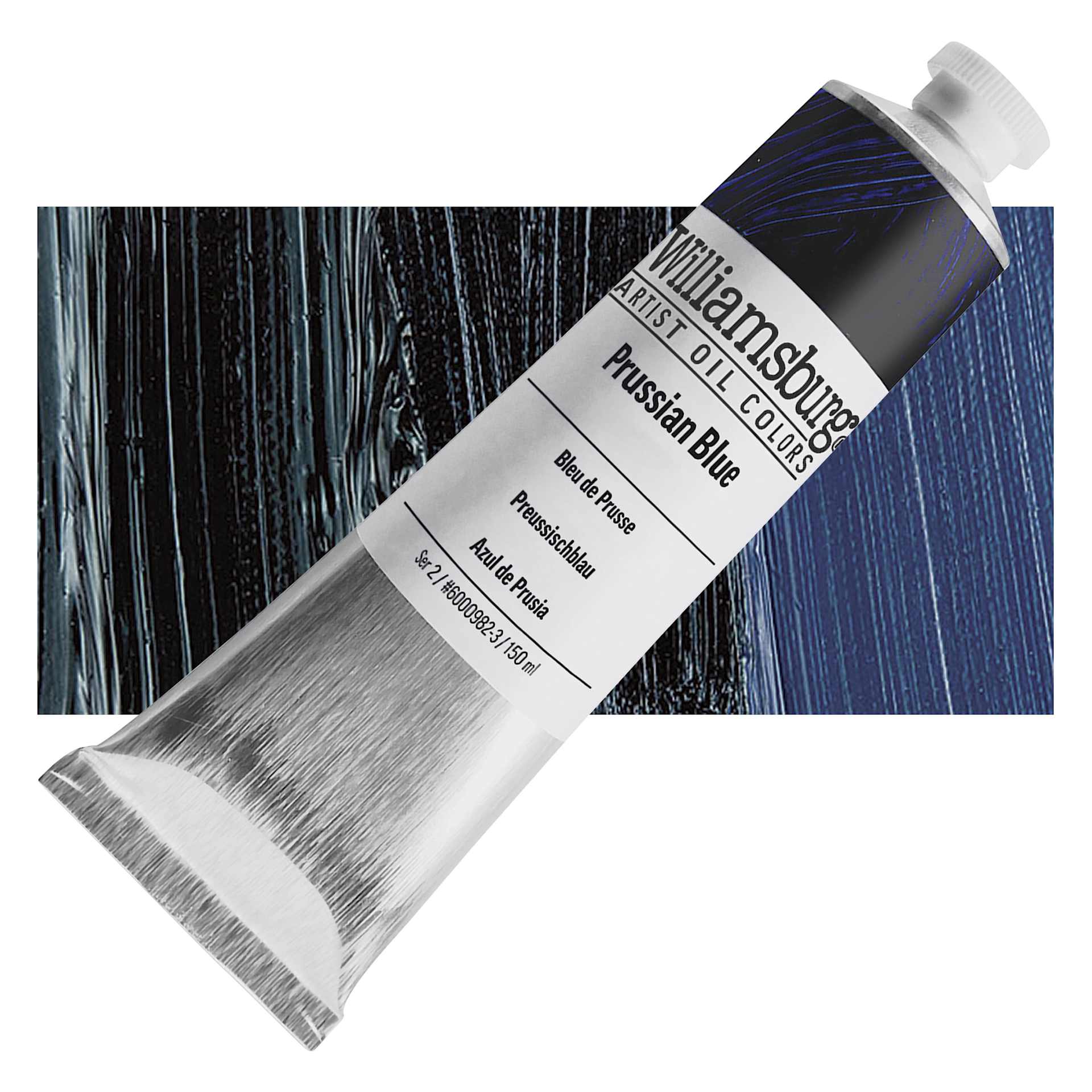 Williamsburg Handmade Oil Paint - Prussian Blue, 150 ml tube and swatch