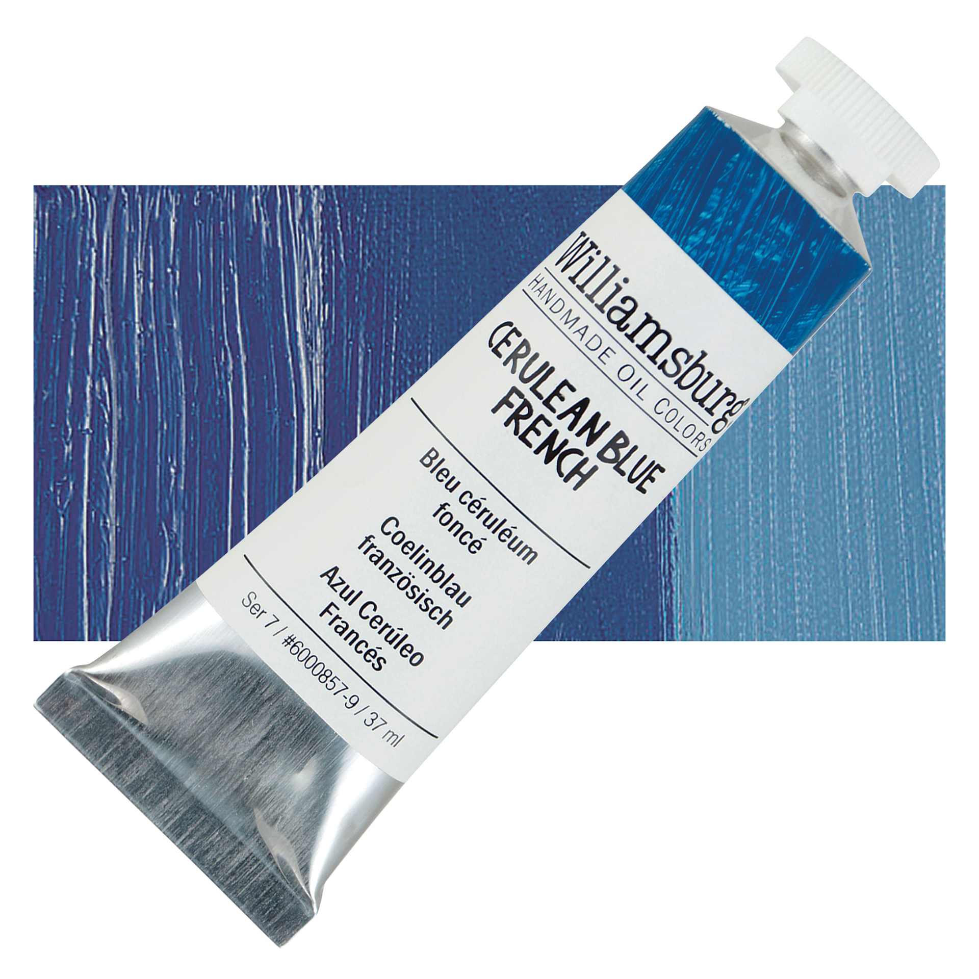 Williamsburg Handmade Oil Paint - Cerulean Blue French, 37 ml tube and swatch Williamsburg Handmade Oil Paint - Cerulean Blue French, 37 ml tube and swatch