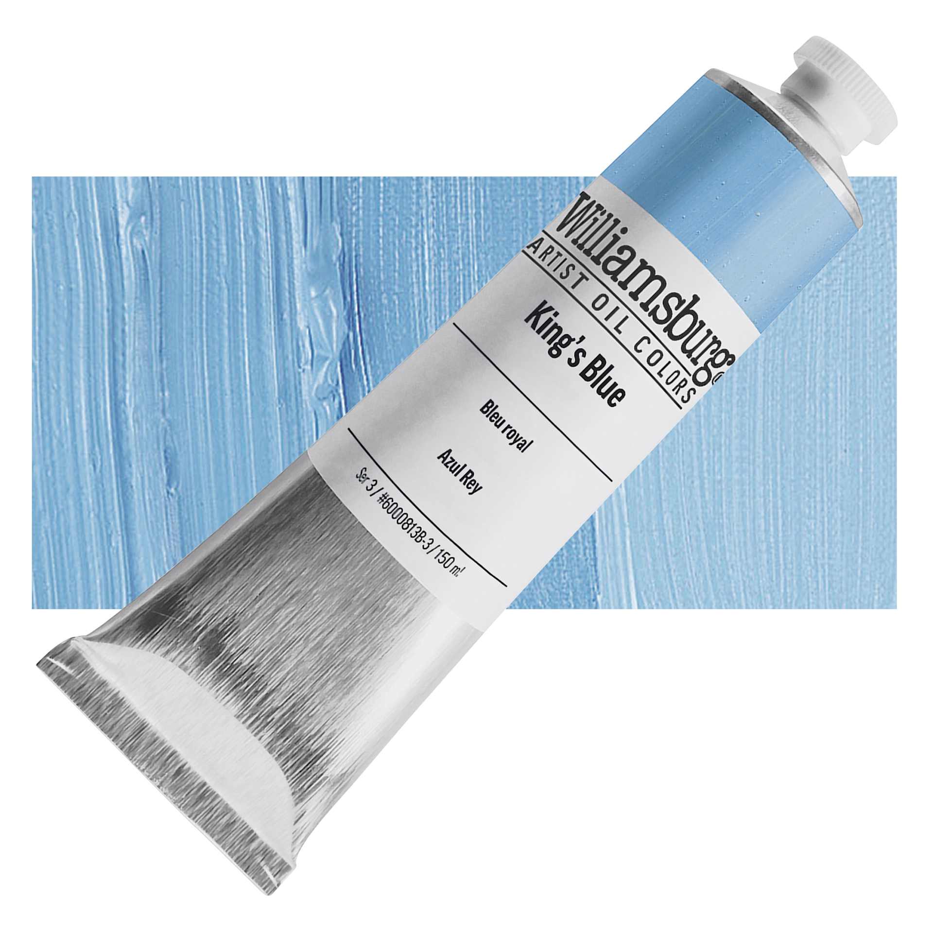 Williamsburg Handmade Oil Paint - King's Blue, 150 ml tube and swatch