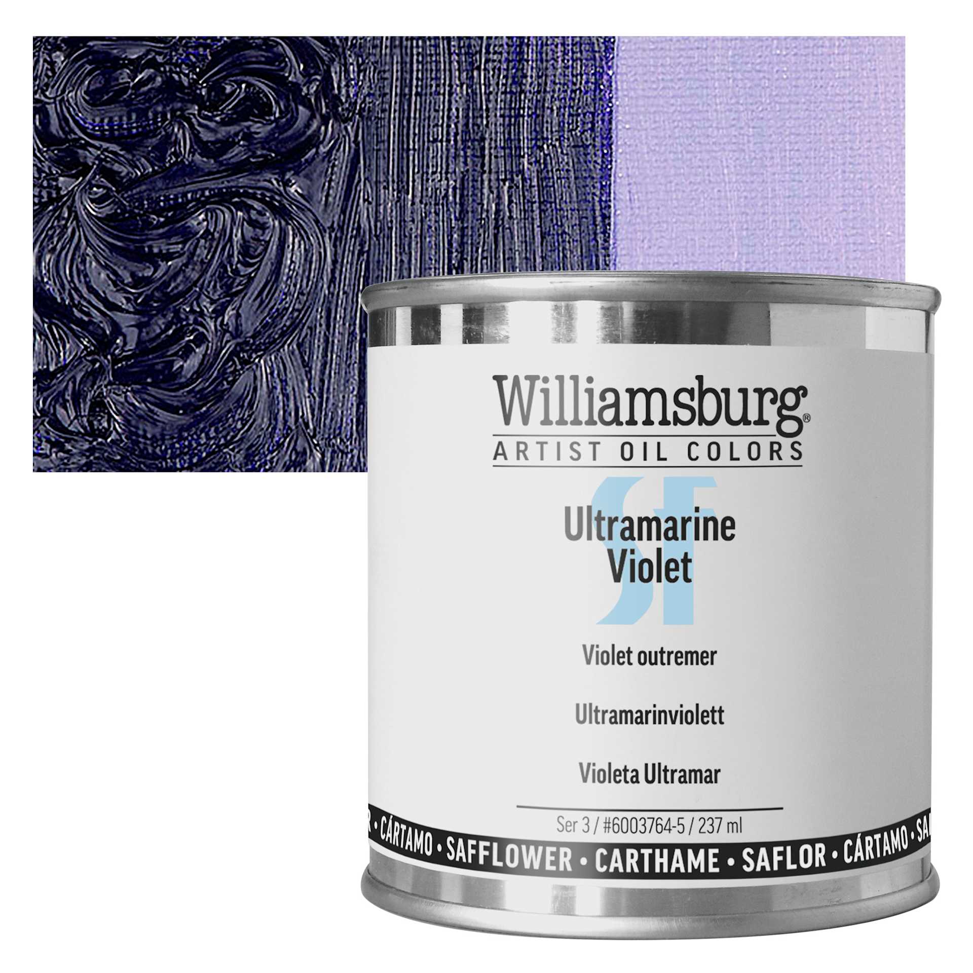 Williamsburg Handmade Safflower Oil Color - Ultramarine Violet, 8 oz can and swatch