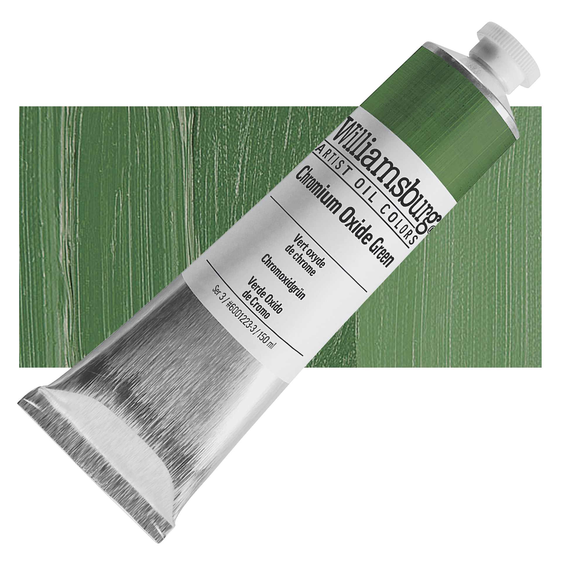 Williamsburg Handmade Oil Paint - Chromium Oxide, 150 ml tube and swatch