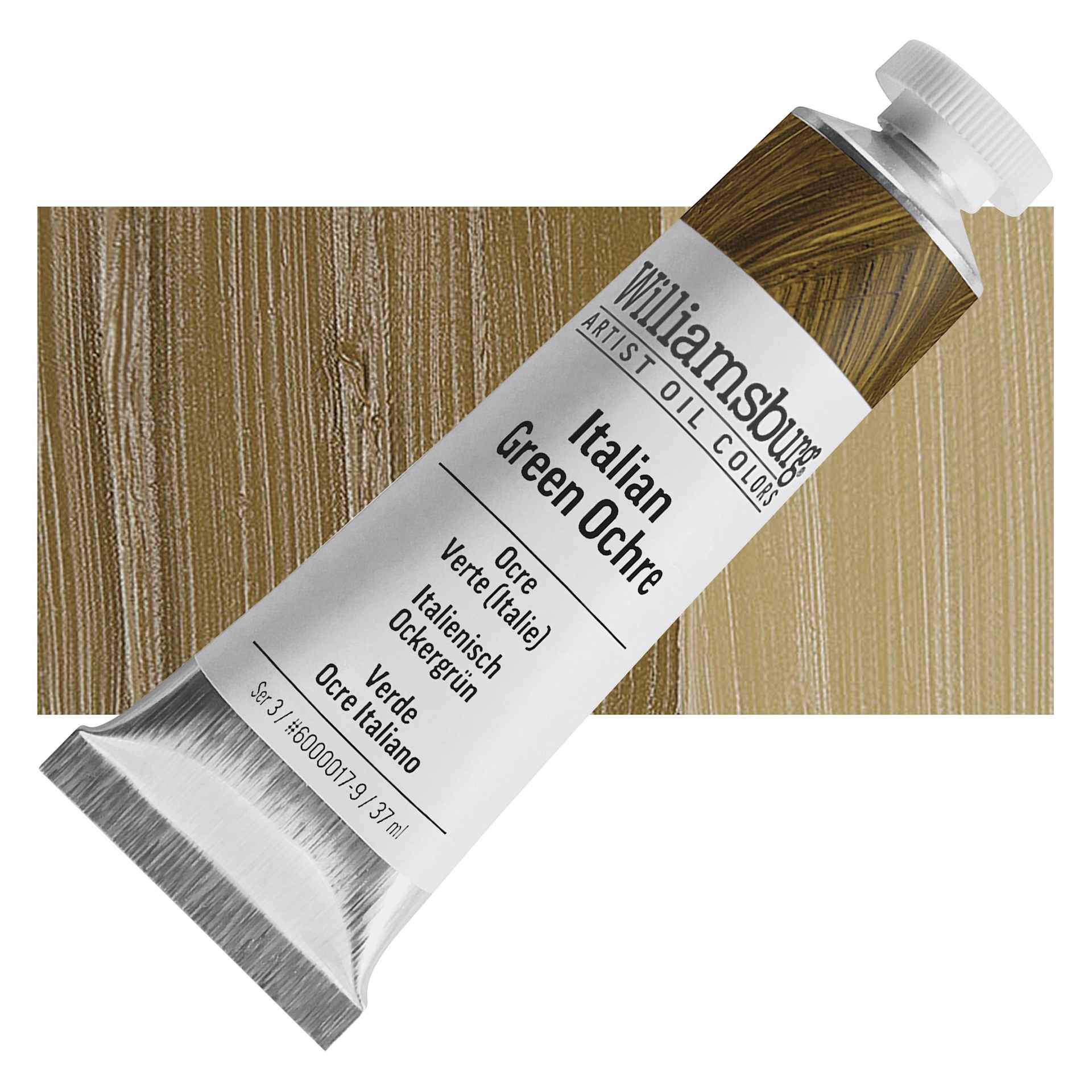 Williamsburg Handmade Oil Paint - Italian Green Ochre, 37 ml tube and swatch