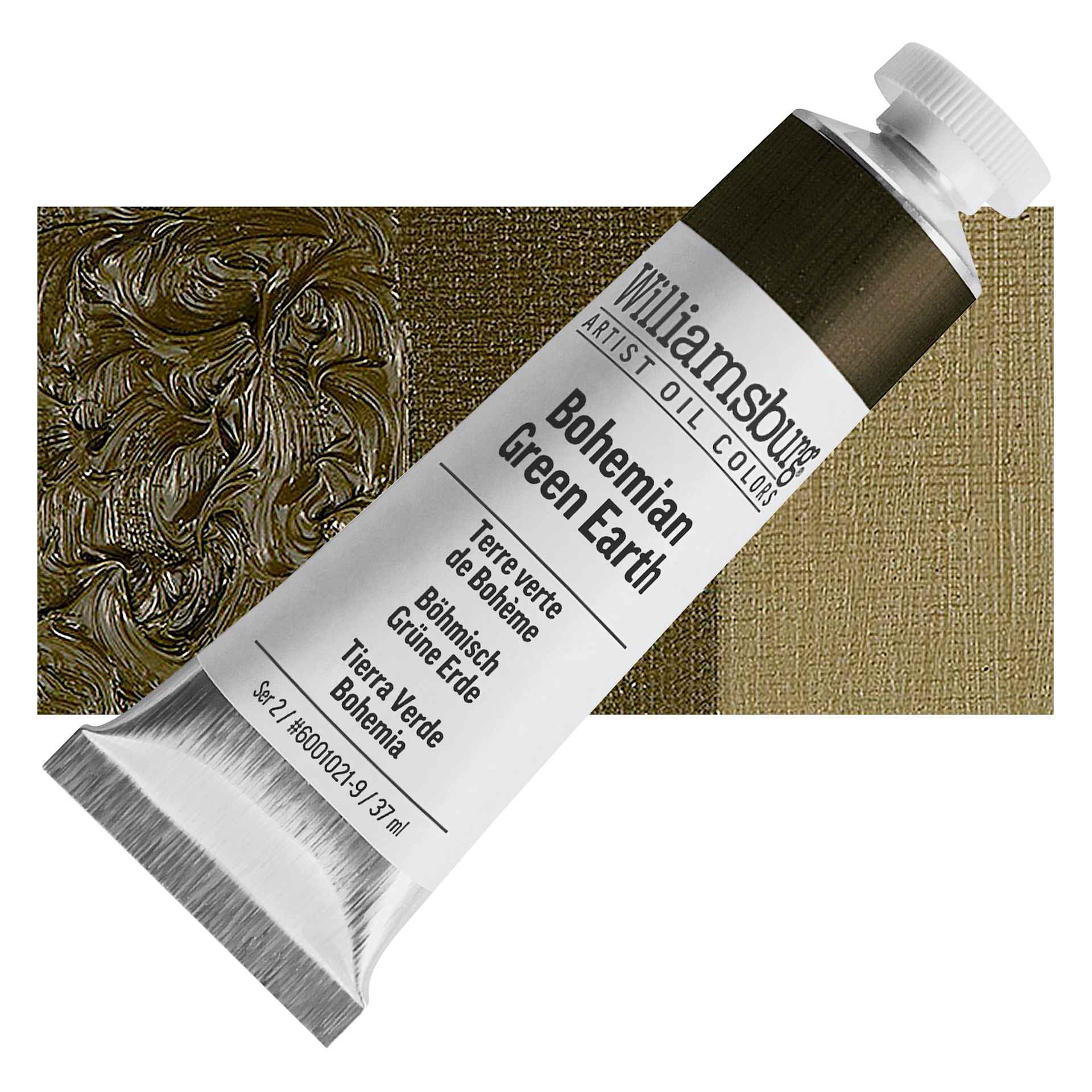 Williamsburg Handmade Oil Paint - Bohemian Green Earth, 150 ml tube and swatch
