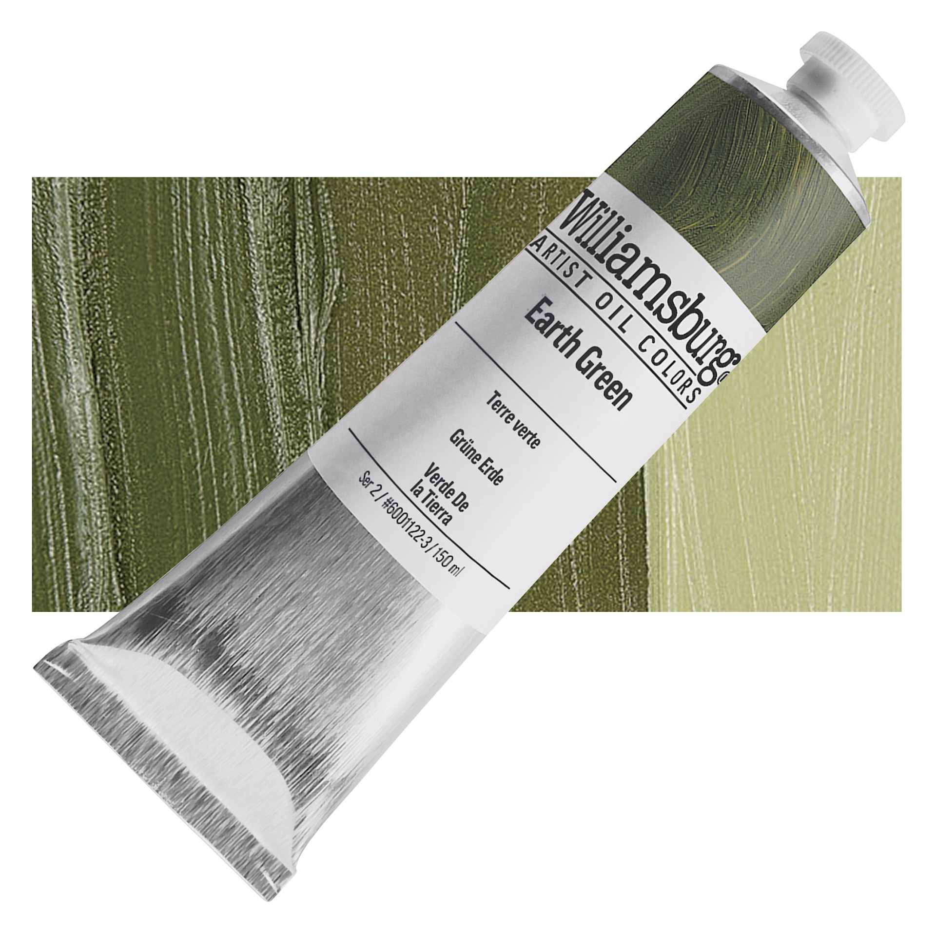 Williamsburg Handmade Oil Paint - Earth Green, 150 ml tube and swatch