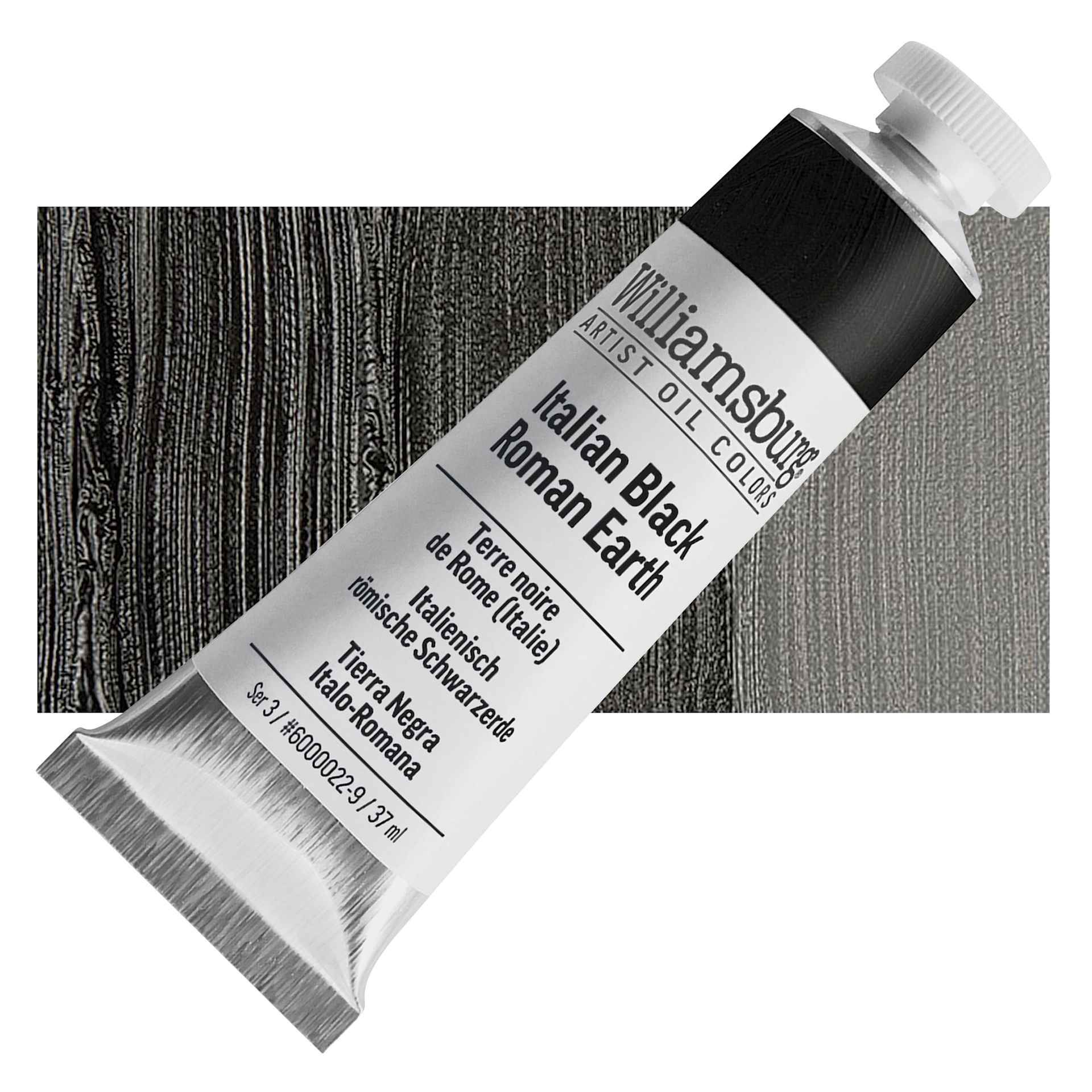 Williamsburg Handmade Oil Paint - Italian Black Roman Earth, 37 ml tube and swatch
