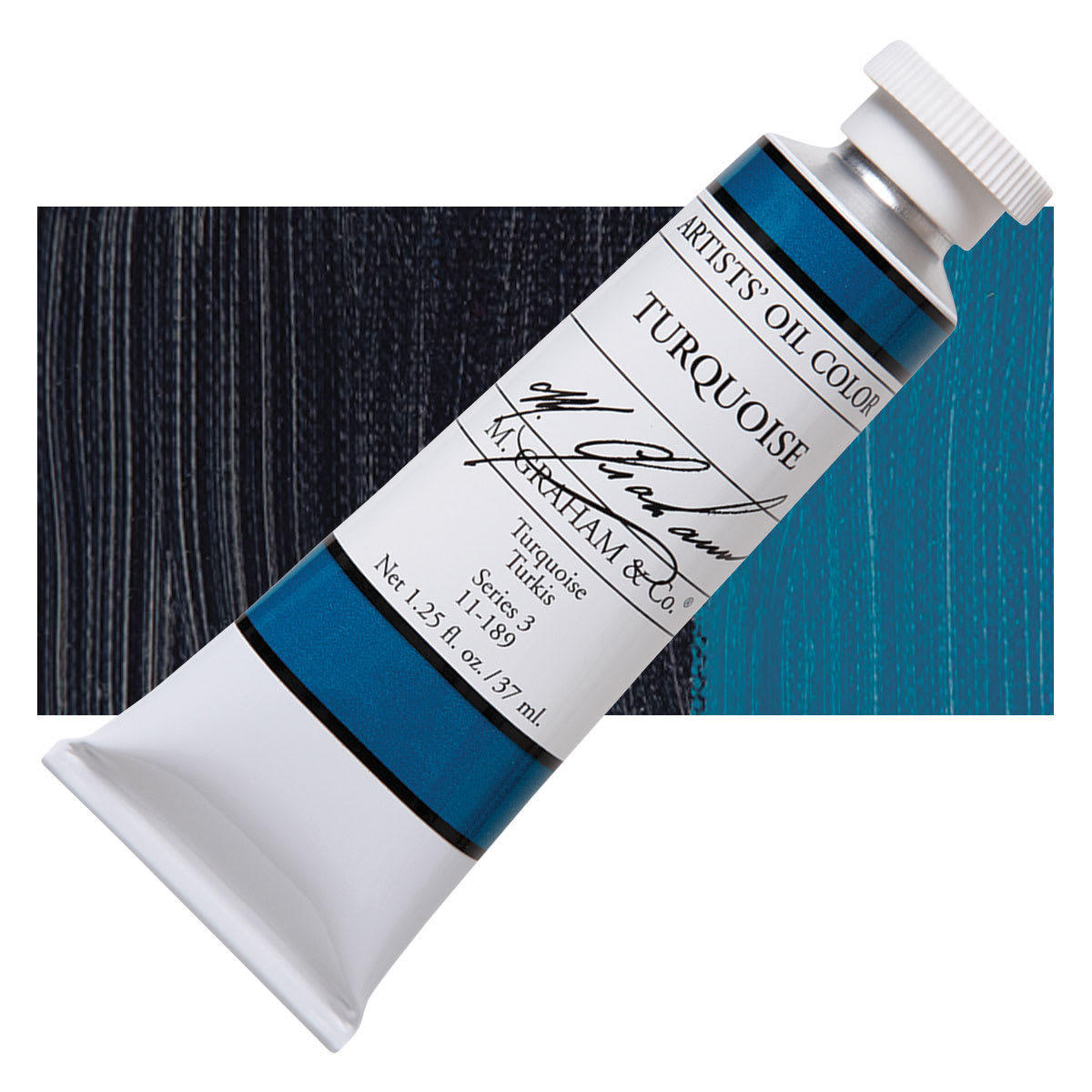 M. Graham Artists' Oil Color - Turquoise, 37 ml tube and swatch