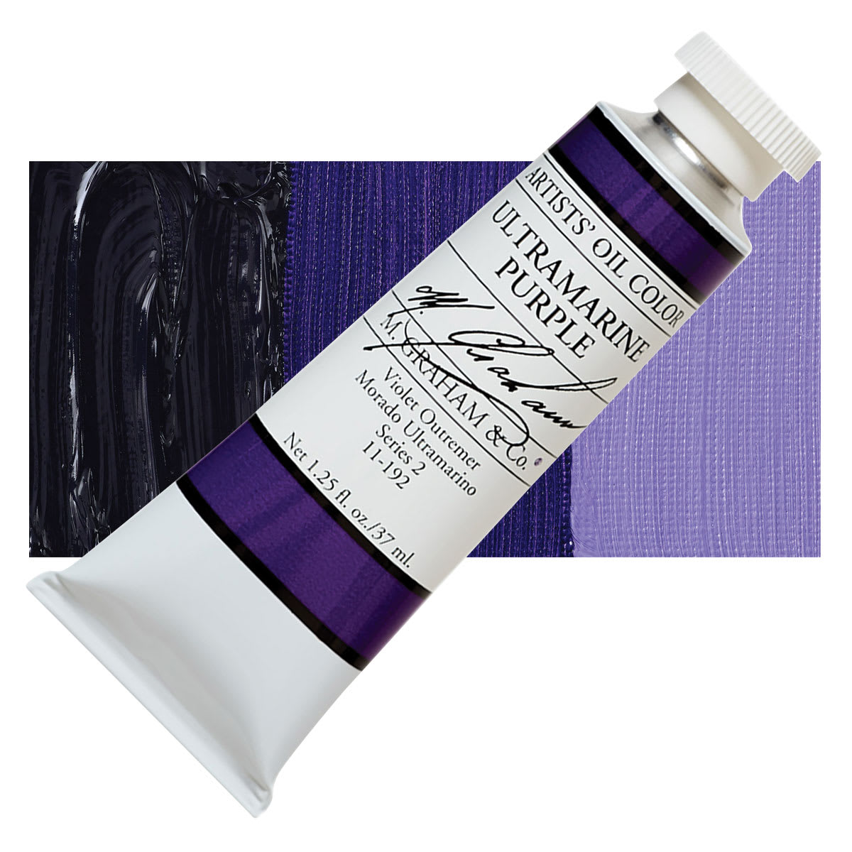 M. Graham Artists' Oil Color - Ultramarine Purple, 37 ml tube and swatch