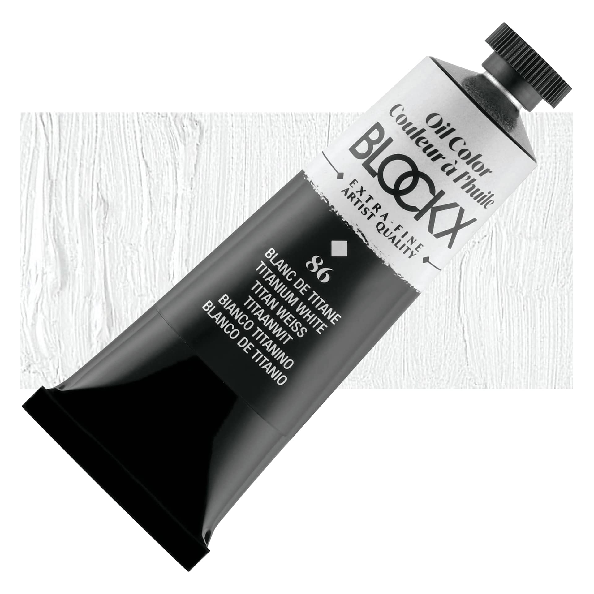 Blockx Artist Oil Color - Titanium White, 200 ml tube and swatch